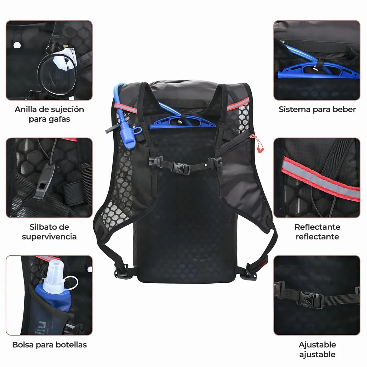 Mochila de hidratación impermeable ligera para senderismo correr ciclismo