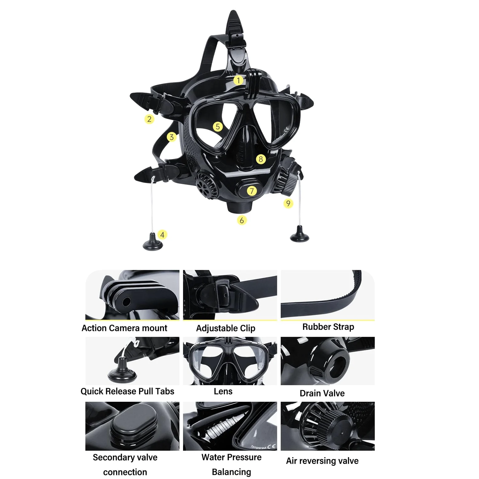 Jectse Equipo de Buceo con Tanque de Buceo, Mini Tanque de Buceo de 1 L con Máscara de Buceo de Cara Completa, Cilindro de Oxígeno de Buceo Pequeño de Buceo Portátil con Soporte para