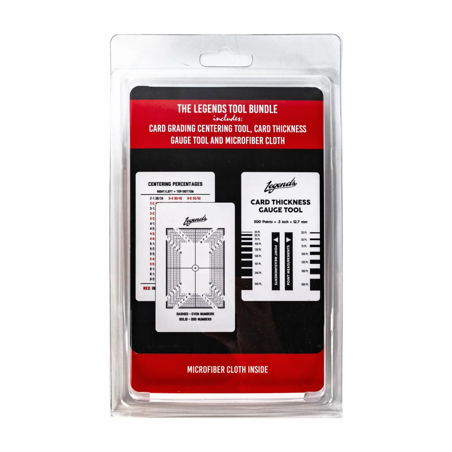Legends - Herramienta de centrado de clasificación de tarjetas con herramienta de medición de grosor de tarjetas Legends y kit de paño de limpieza para PSA - BGS - Herramienta de centro de tarjetas