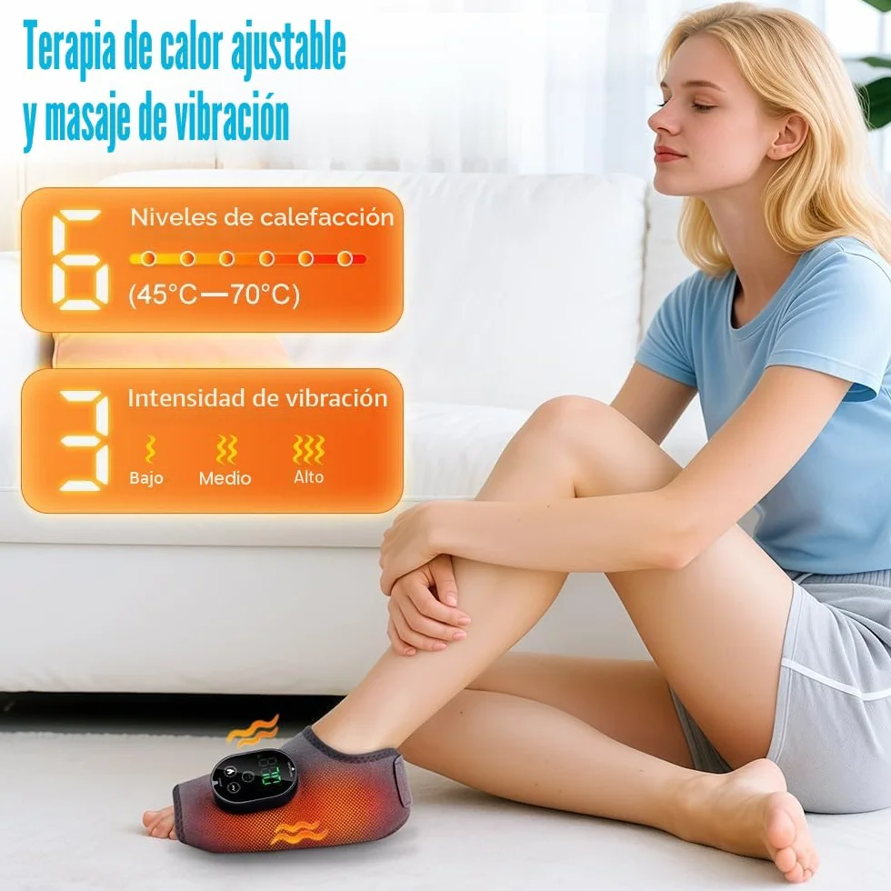Masajeador de Pies Eléctrico 3 en 1 Inalámbrico, 3 Modos, 6 Niveles de Calor, Temporizador