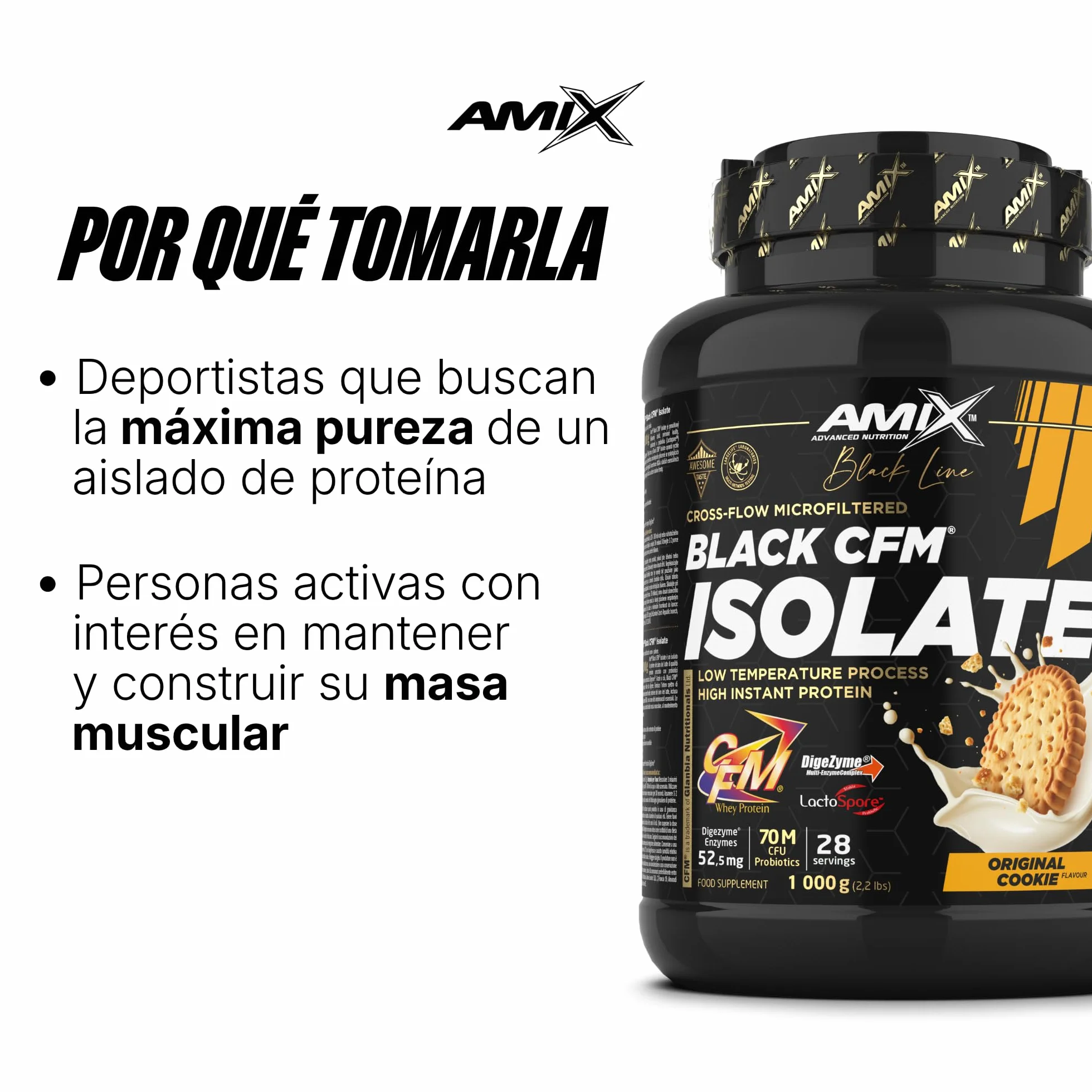 Amix Proteína BLACK CFM ISOLATE 1 Kg Sabor Cookie