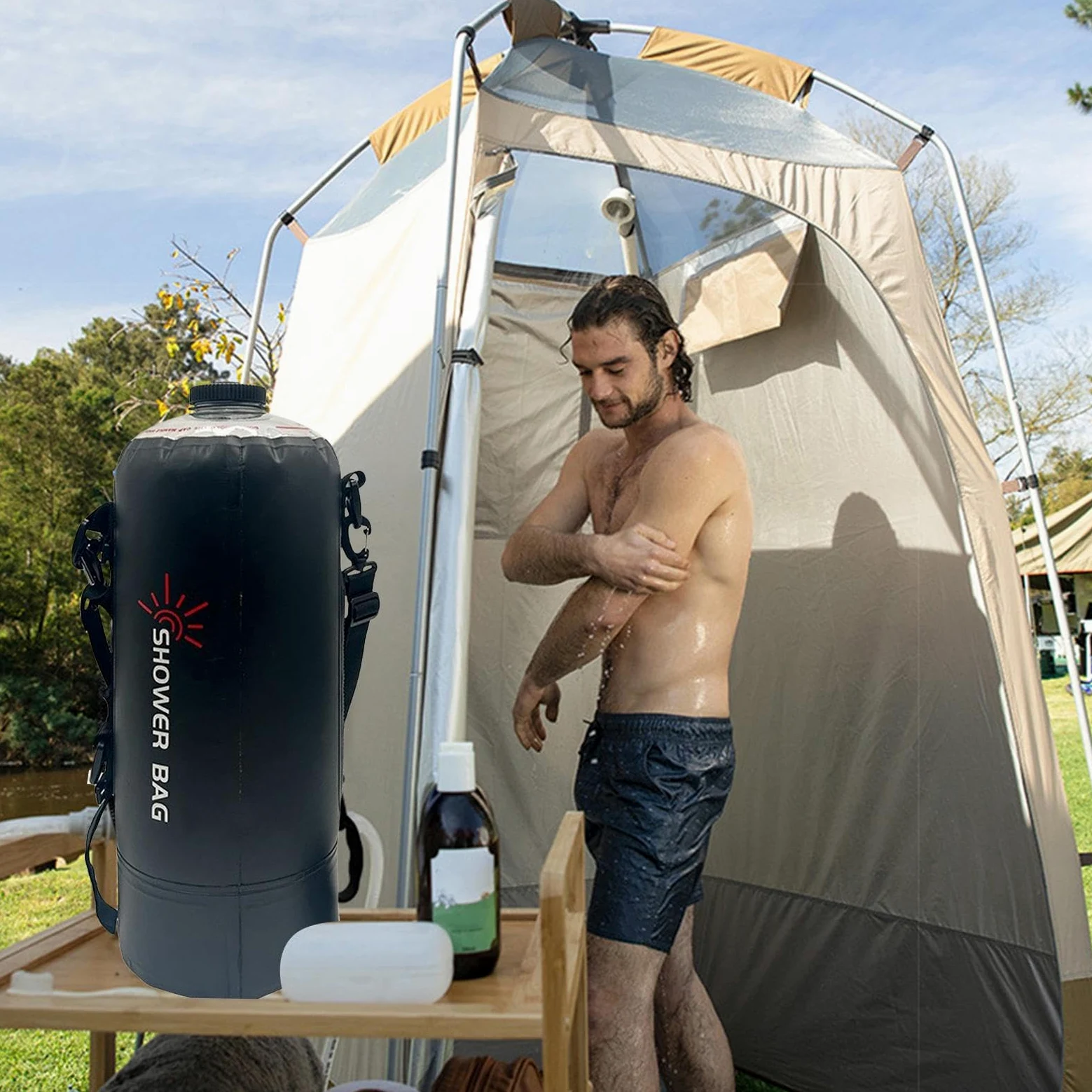 Ducha de Camping Portátil Equipo Portátil De Senderismo Y Mochila, Kit De | Duchas Solares Portátiles Para Acampar Alcachofa Intercambiable, Playa, Senderismo, Natación, Acceso