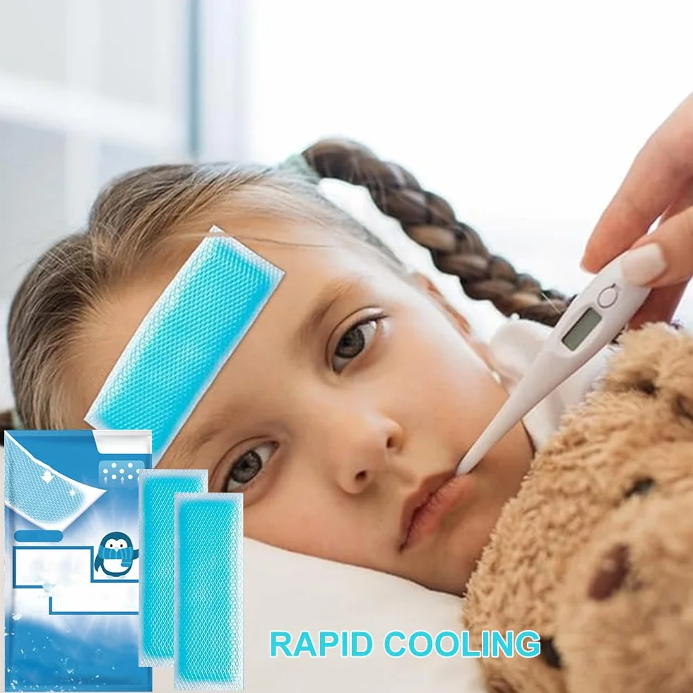 Parches Refrescantes para la Fiebre para Niños, Tiras para la Frente, Almohadillas de Gel Refrescante