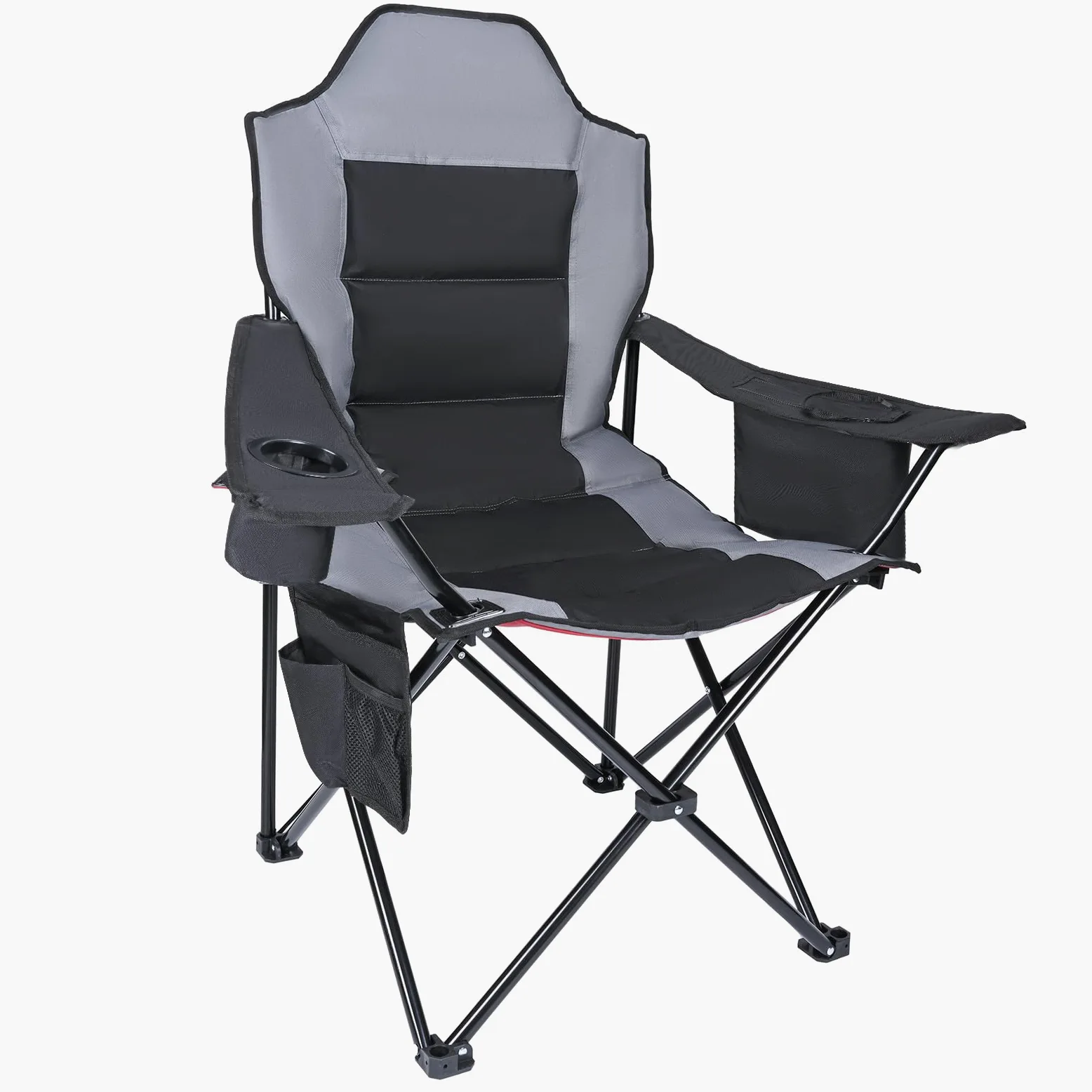 YEAUPE PRO Silla de Camping Plegable y Acolchada,Respaldo Alto,hasta 150 kg | Sillas de Pesca Extra Cómoda, con Bolsa Térmica, Portavasos y Bolsa de Transporte, para Camping, Playa, Festivales