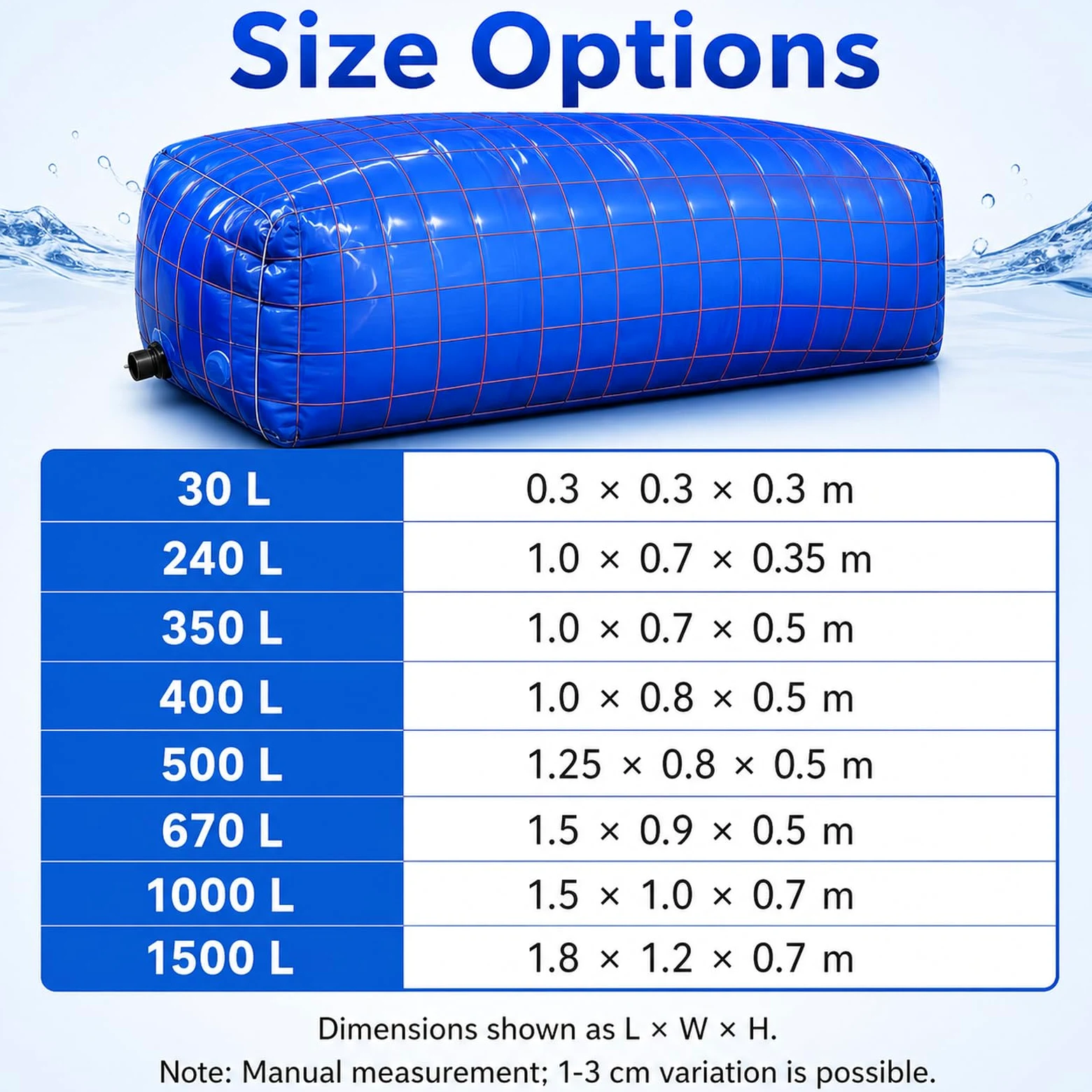 Vejiga De Agua Plegable,Contenedor De Emergencia Tanque De Agua,Bolsa De Almacenamiento De Agua PortáTil,FáCil De Usar,para DepóSito De Agua JardíN,Camping