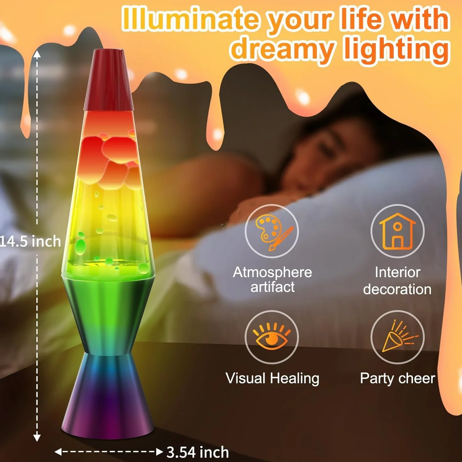 Lámpara de 25W 14.5inch Arte Cinético Luces Arcoíris para Aliviar el Estrés y Concentración