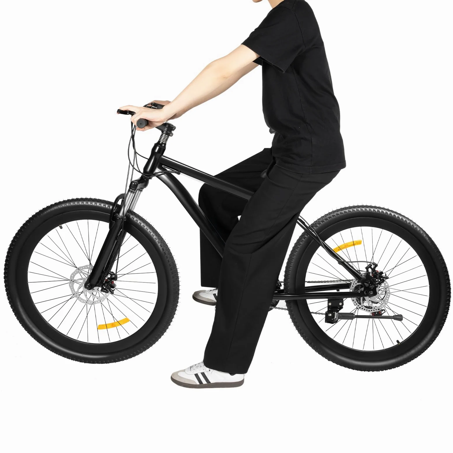 Bicicleta de montaña de 26 pulgadas, bicicletas de 21 velocidades, acero al alto carbono, para adultos, para uso diario, viajes al aire libre, hasta 150 kg, color negro