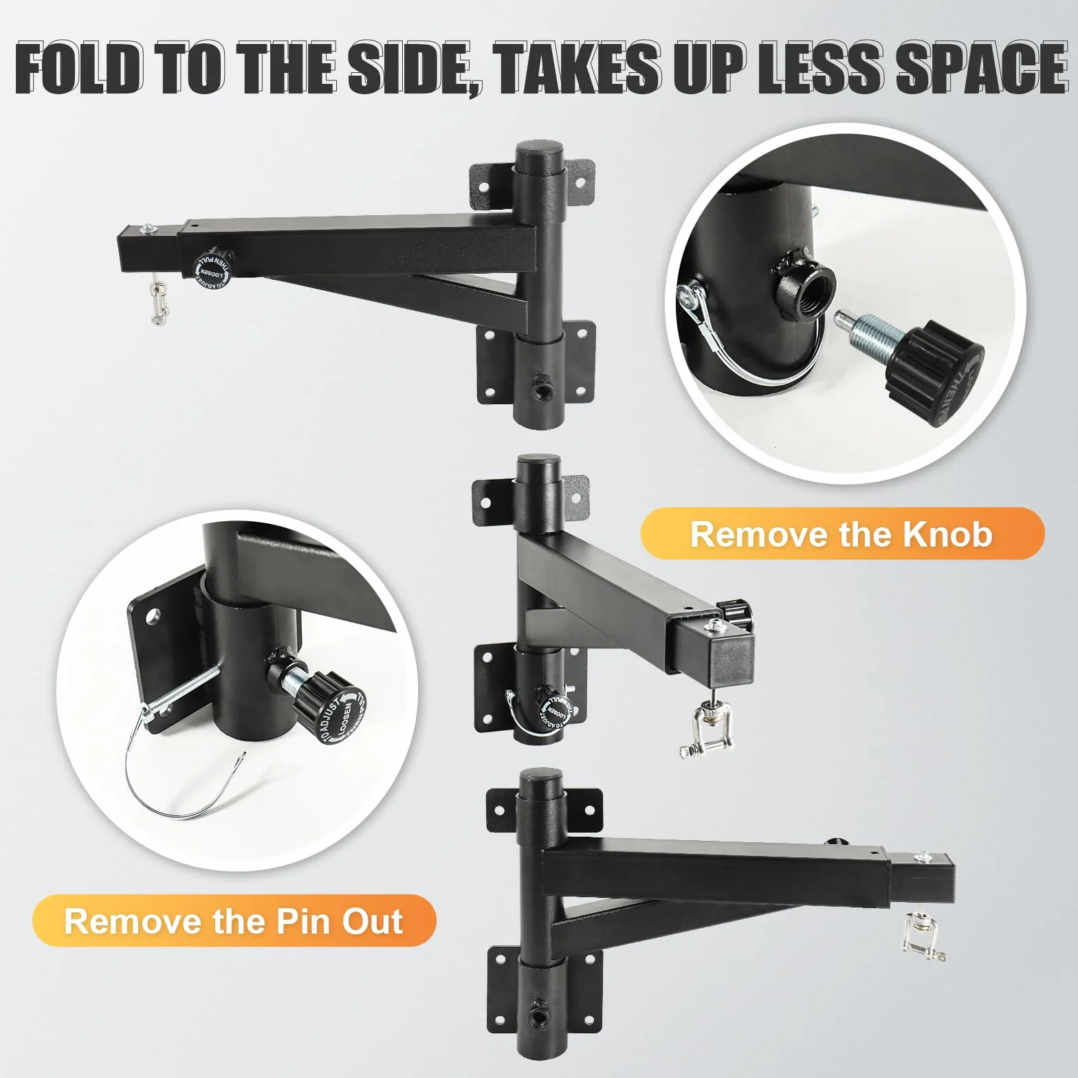 Soporte Saco Boxeo, Longitud Ajustable (43-63cm), Rotación 180° para Plegable, para Gimnasio en Casa, Interior Y Exterior, Ejercicio de Boxeo