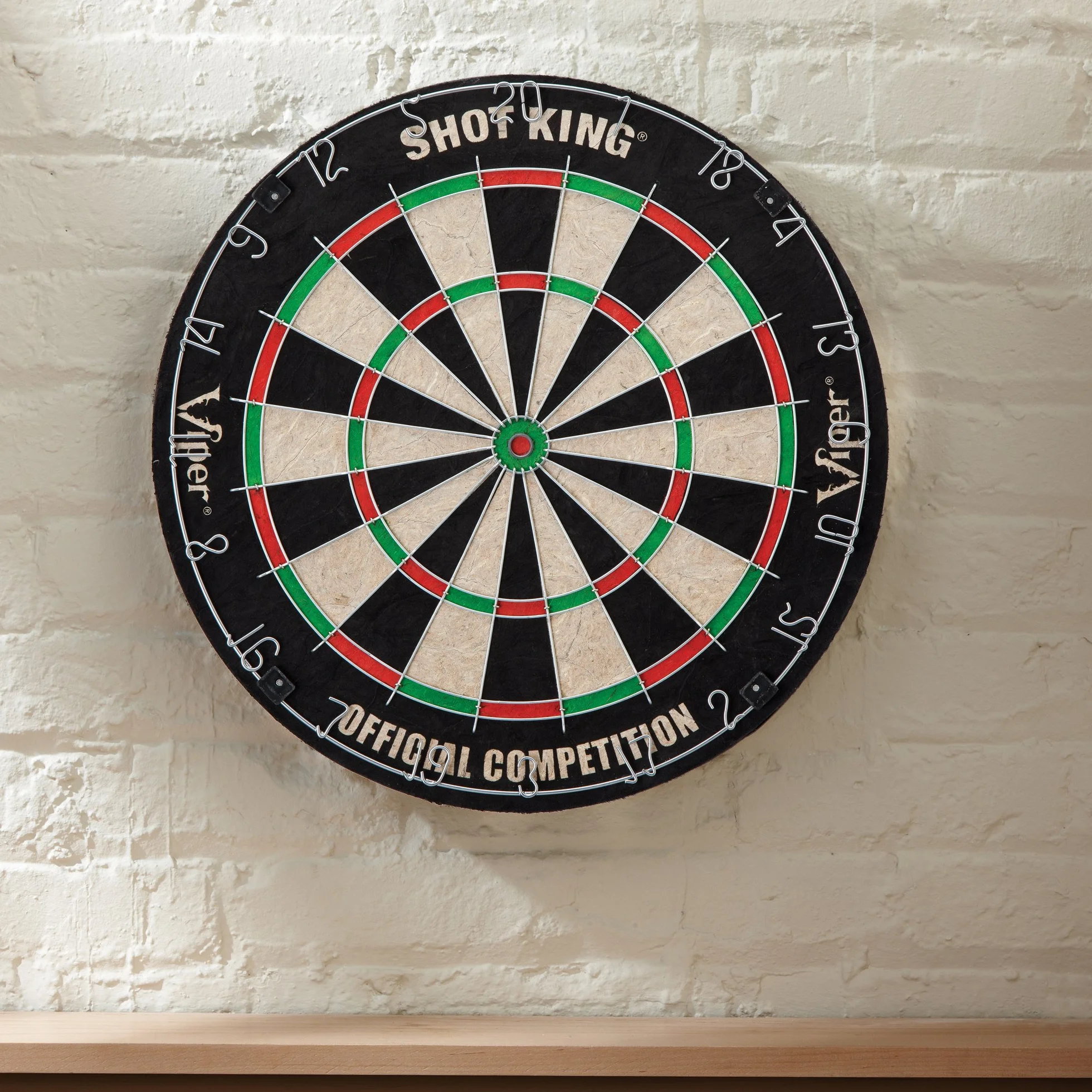 Shot King Regulation Bristle Steel Tip Dartboard Set 17.75 Inch Staple-Free Bullseye Galvanized Metal Spider Wire 6 Darts