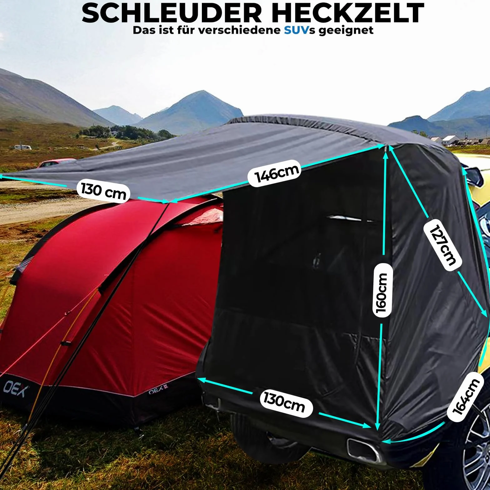 Carpa para Auto Apto para Cualquier Tipo de Coche, Tienda de campaña para Coche Malla para Repelente de Mosquitos, Toldo Coche Disfruta de Acampar, Fácil configuración en 5 Minutos (L)