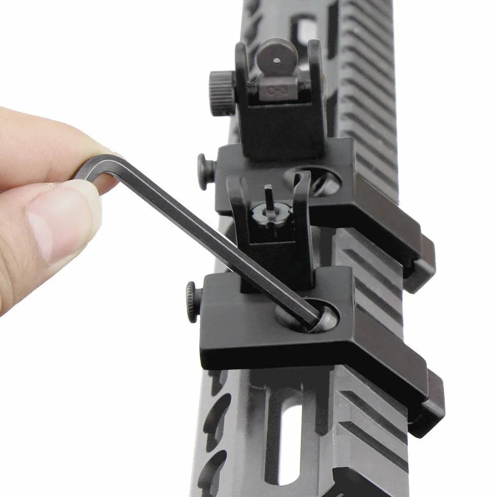Tactical AR-15 Parte Delantera y Trasera abatibles 45 Grados Compensados Respaldo de visión de Hierro