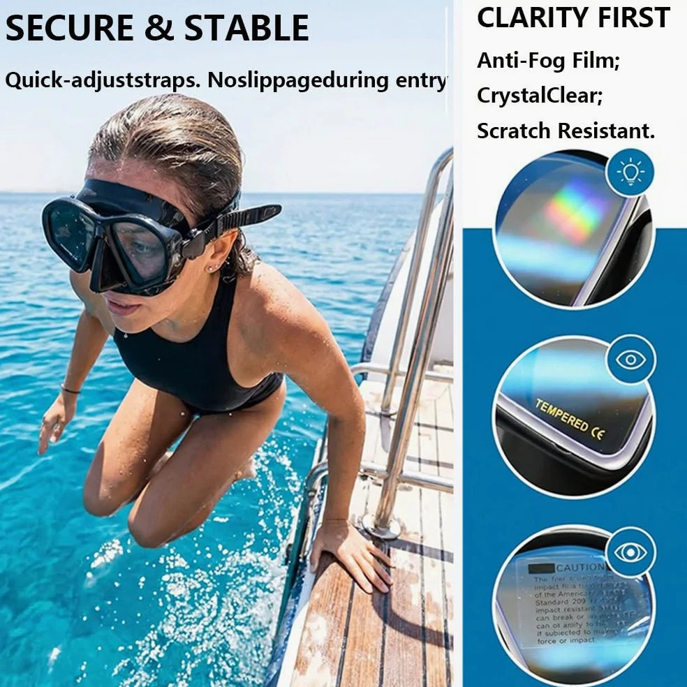 MáScara De Buceo Y Snorkel PanoráMica, Gafas De Buceo con System Antivaho, MáScara De Cristal Templado para Apnea Y Buceo— Ideal para Buceo, Snorkel Y NatacióN. C