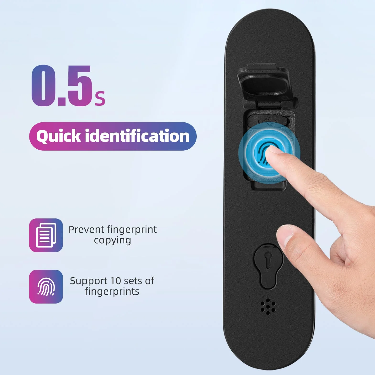 ROCKBROS Candado en U Alta Seguridad con Huella Dactilar Aplicación Bluetooth, Bloqueo Inteligente Electrónico Antirrobo para Bicicleta Motocicleta Scooter Puerta