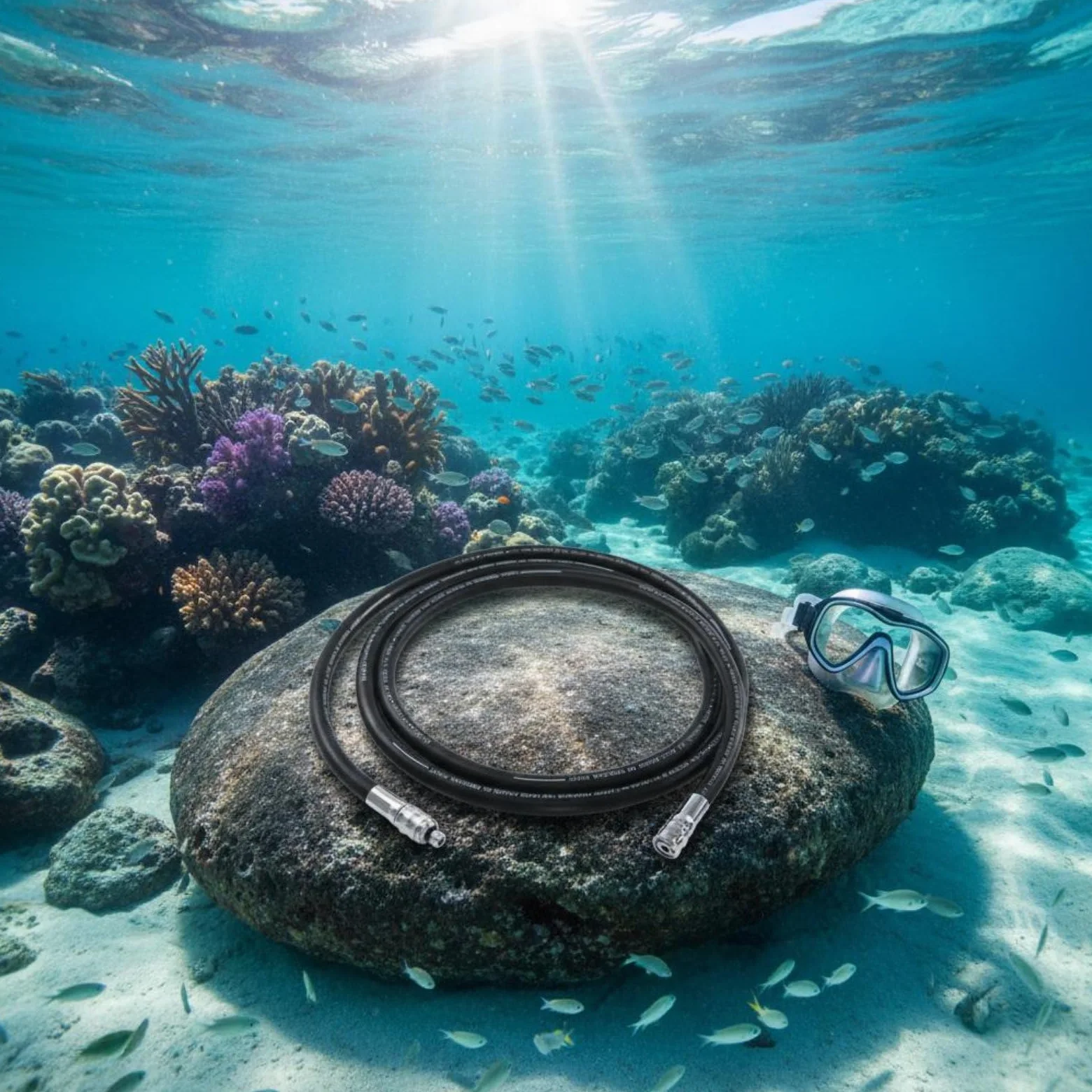 Tubo de Respiración para Buceo Respiratoria Conducto de Aire Snorkel Diseño Giratorio 360° con Caucho y Metal Flujo Continuo y Protección Antienganche