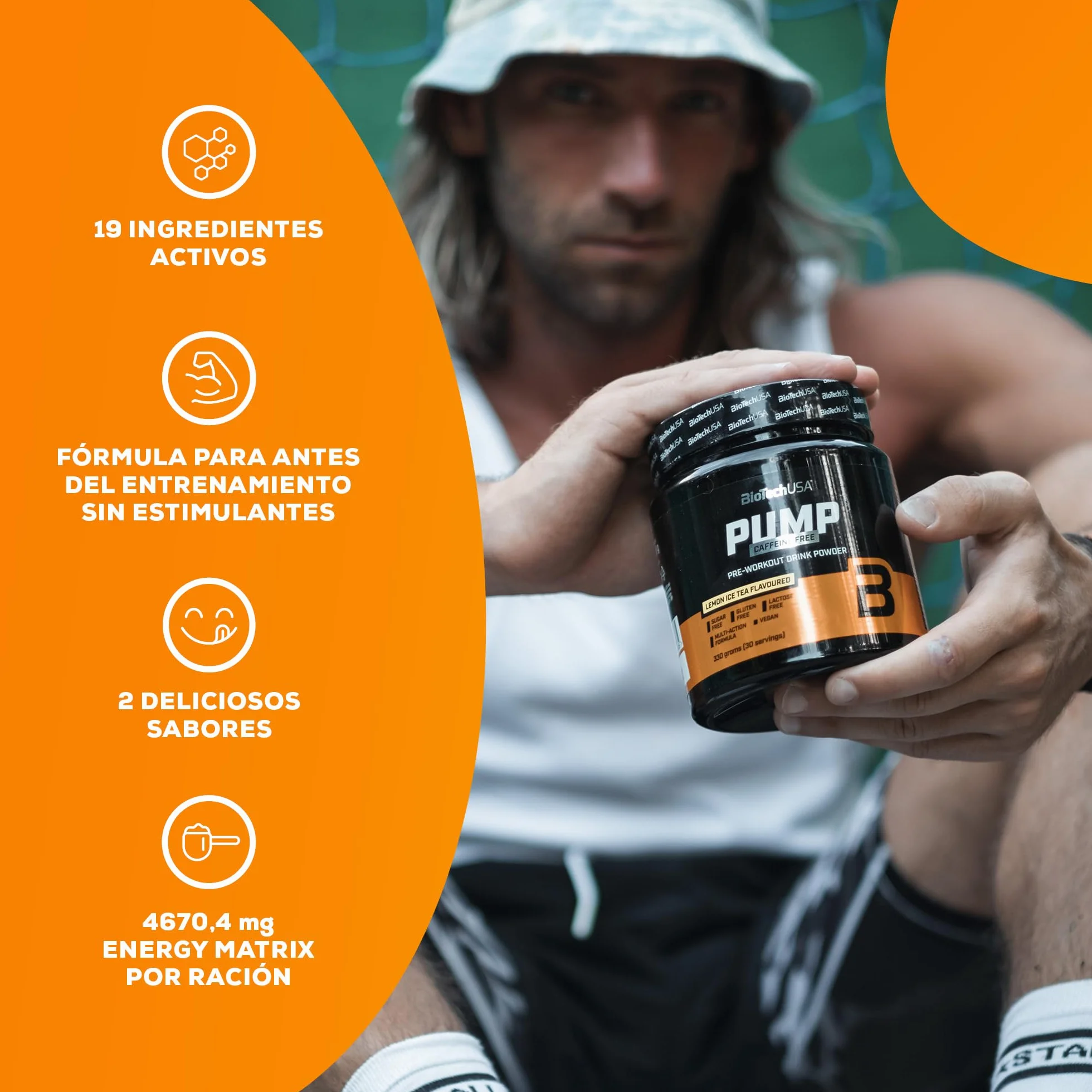 BioTechUSA Pump Caffeine Free Pre-Entrenamiento 330 g Frutas tropicales