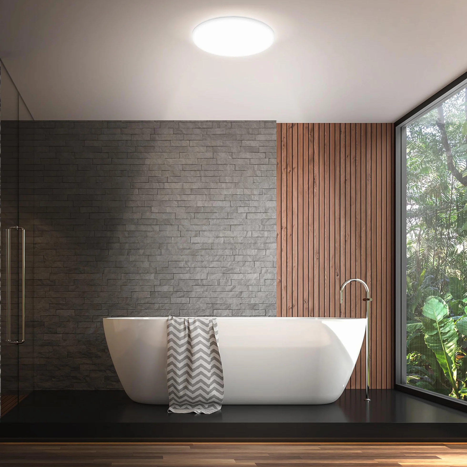 Lámpara de techo LED baño luz indirecta protección contra polvo blanco neutro 29 x 5,5 cm