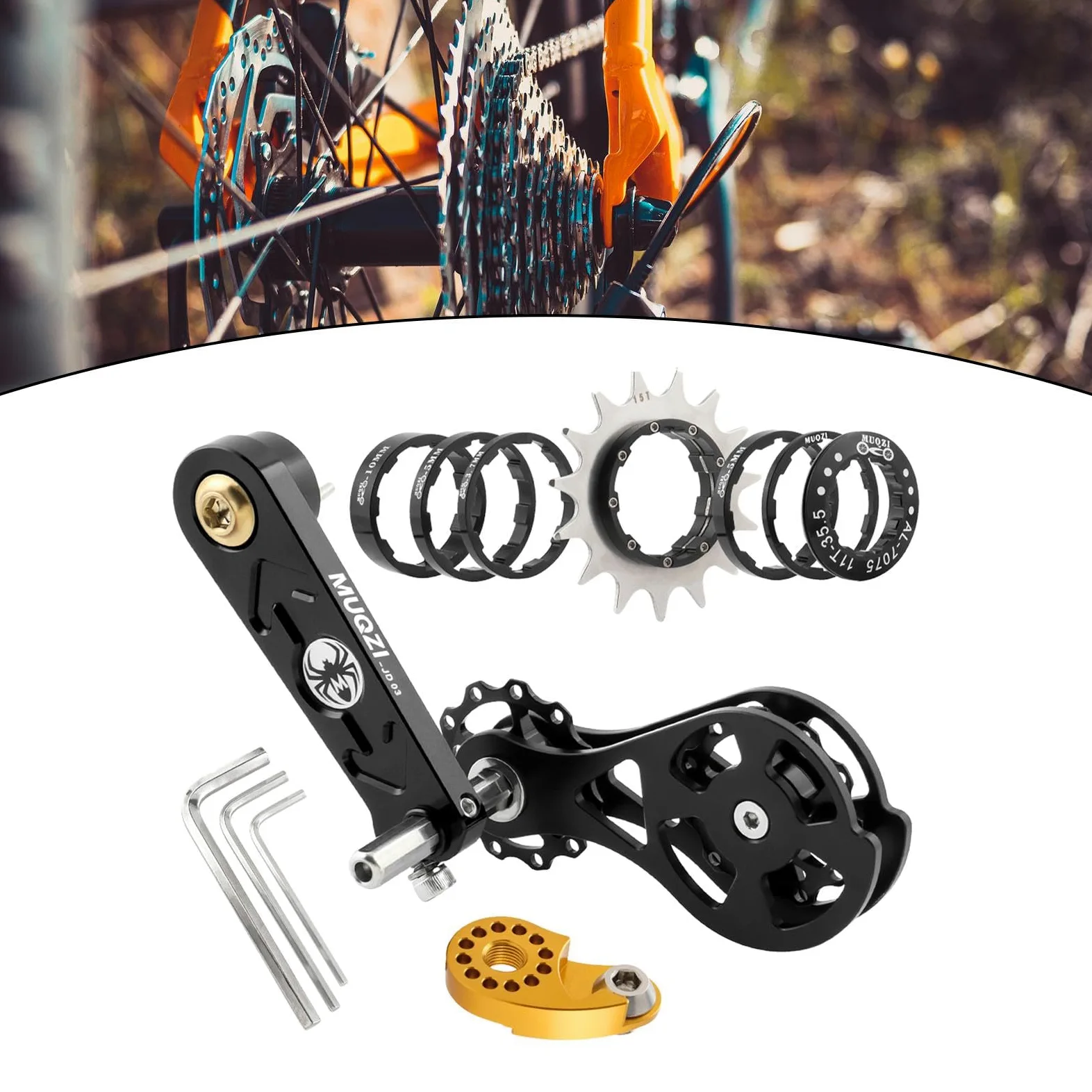 Bike Cadena Tensionador Kit de Conversión Espaciadores Cassette Llaves Aleación de Aluminio Regulador de Par Adecuado para Ciclismo Al Aire Libre Tall