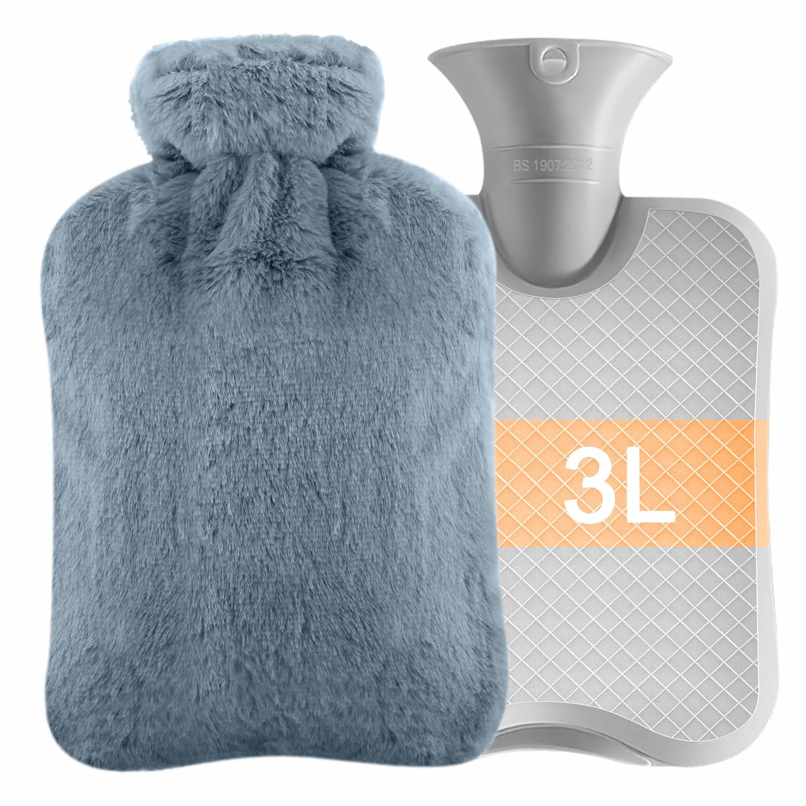 Bolsa de agua caliente 3 l XXL a prueba de fugas con funda de forro polar extraíble alivio del dolor