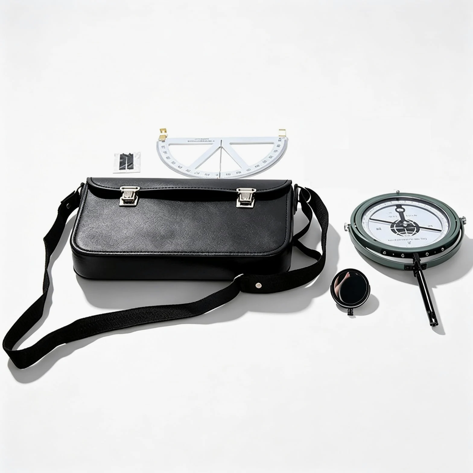Kit de brújula colgante para minería, calibre de pendiente, brújula de topografía con funda protectora, escala transparente de nivel automático para operaciones de topografía de minas