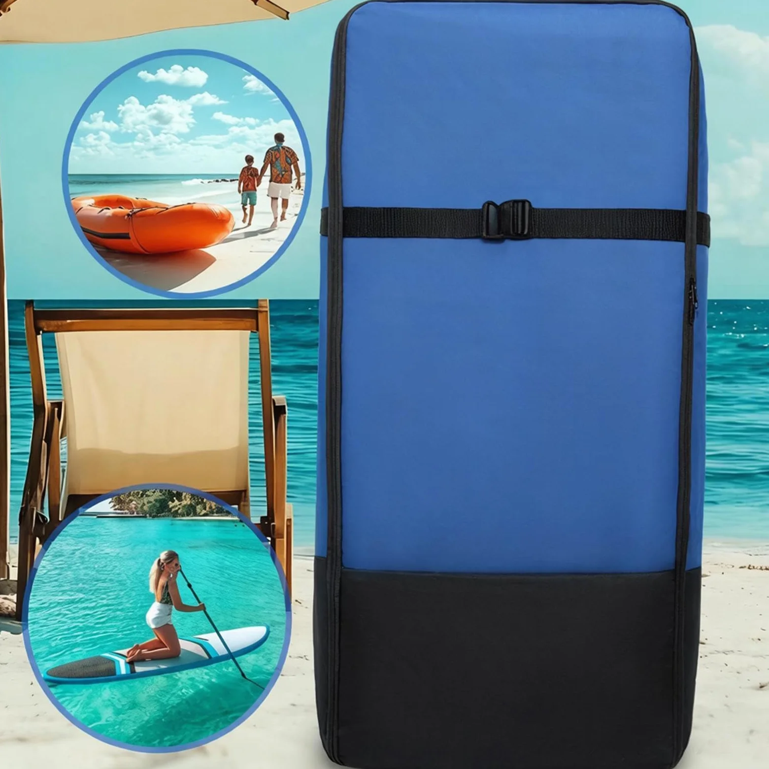 Bolsa para Tabla de Paddle Surf Impermeable Grande | Con correas acolchadas ajustables, bolsa de transporte protectora de viaje para tablas de remo inflables, surf, kayak, playa