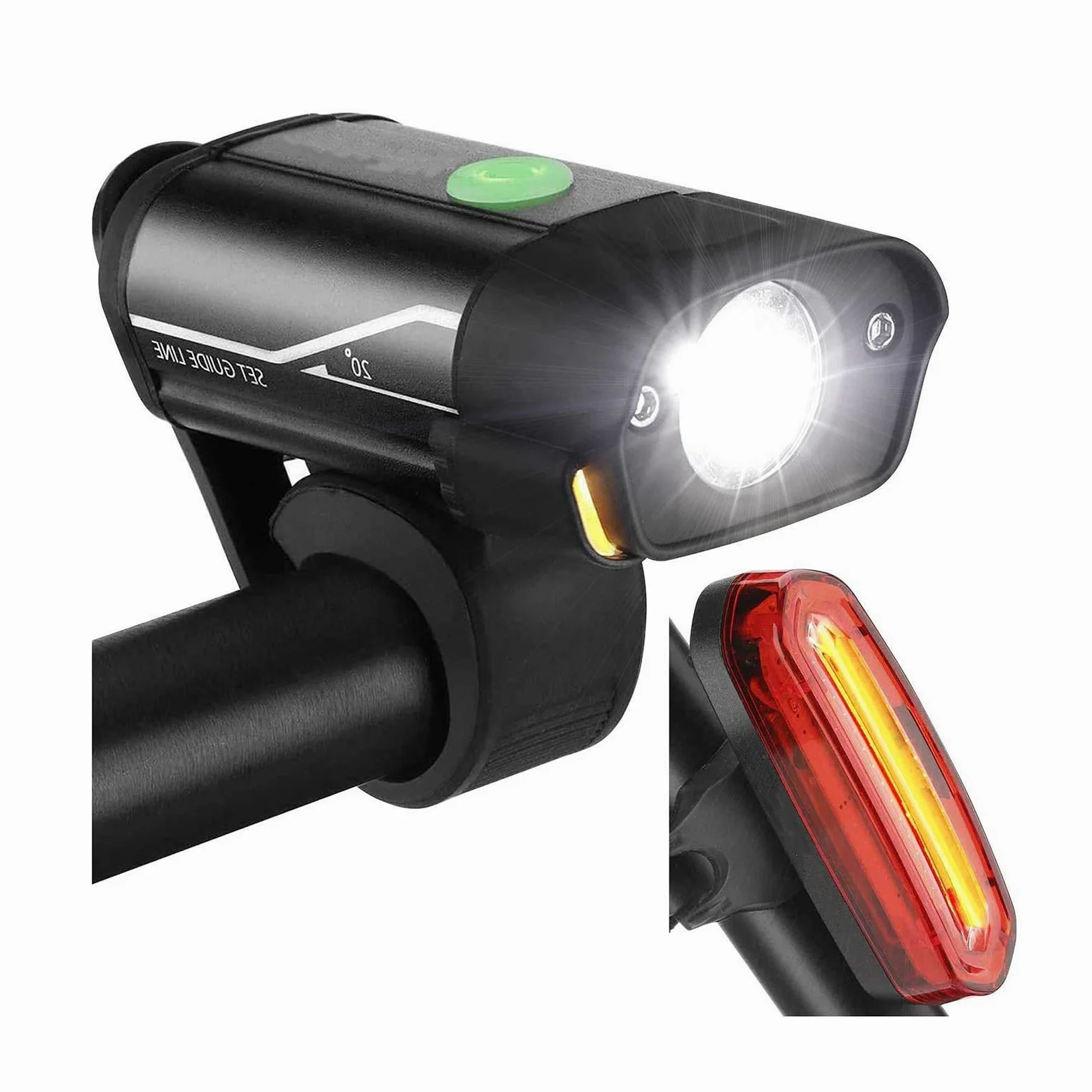EISTEE Luces de Bicicleta, Luces de Bicicleta, Luces de Bicicleta, Juego de Luces de Bicicleta Recargables por USB, Faro y Cola de Bicicleta superbrillantes