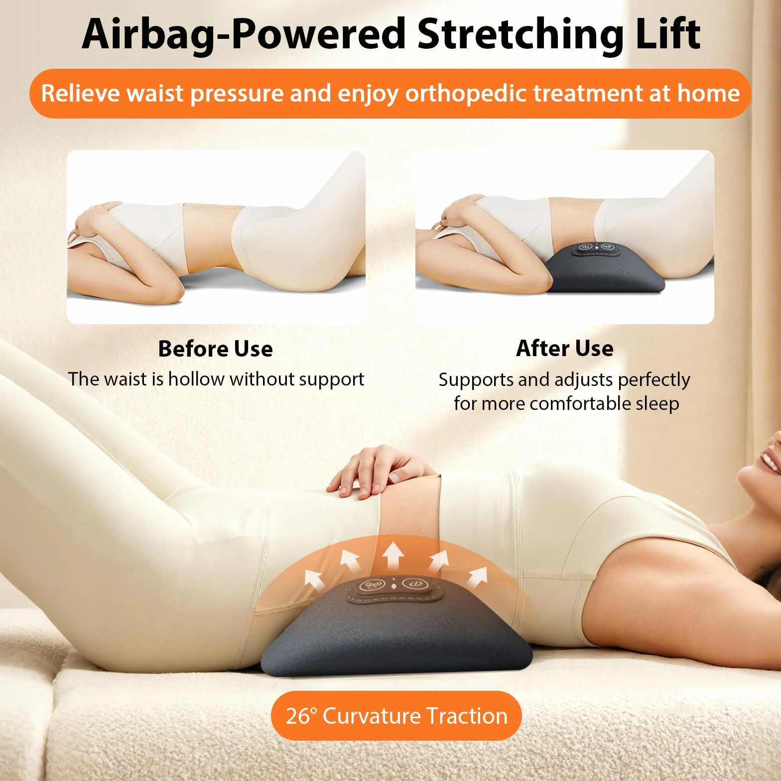 Masajeador lumbar eléctrico 3 en 1 con tracción, vibración y calor