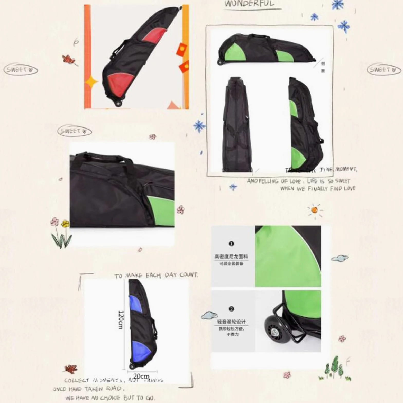Esgrima Draw-Bar Rueda Bolsa Espada Multifunción Espada Carying Bolsa Gran Capacidad Esgrima Profesional Espada Bolsa