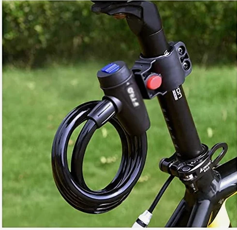Candado de bicicleta con candado de cable de acero tipo anillo, candado de aleación de acero, con soporte de montaje, negro