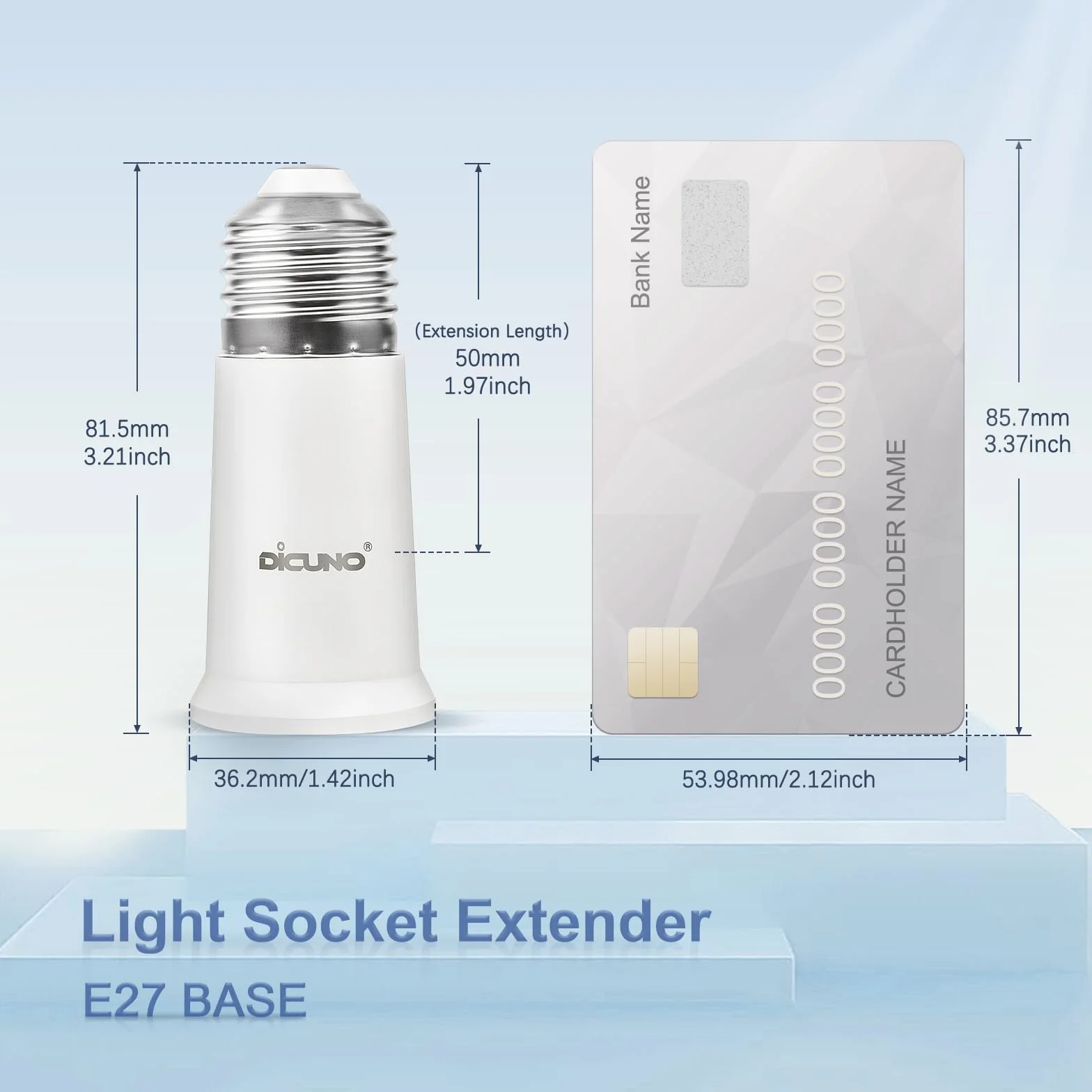 DiCUNO Adaptador extensor E27 a E27 5cm, extensión portalámparas para bombillas LED y CFL, paquete de 2