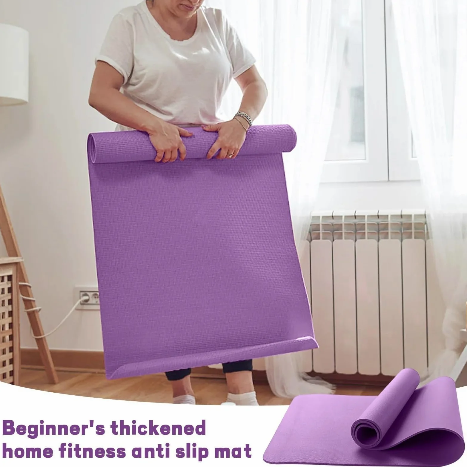 Tapete De Yoga Esterillas de Yoga for ejercicio, colchoneta deportiva for Fitness, antideslizante, for Pilates, gimnasia y equipos, goma, 1 ud