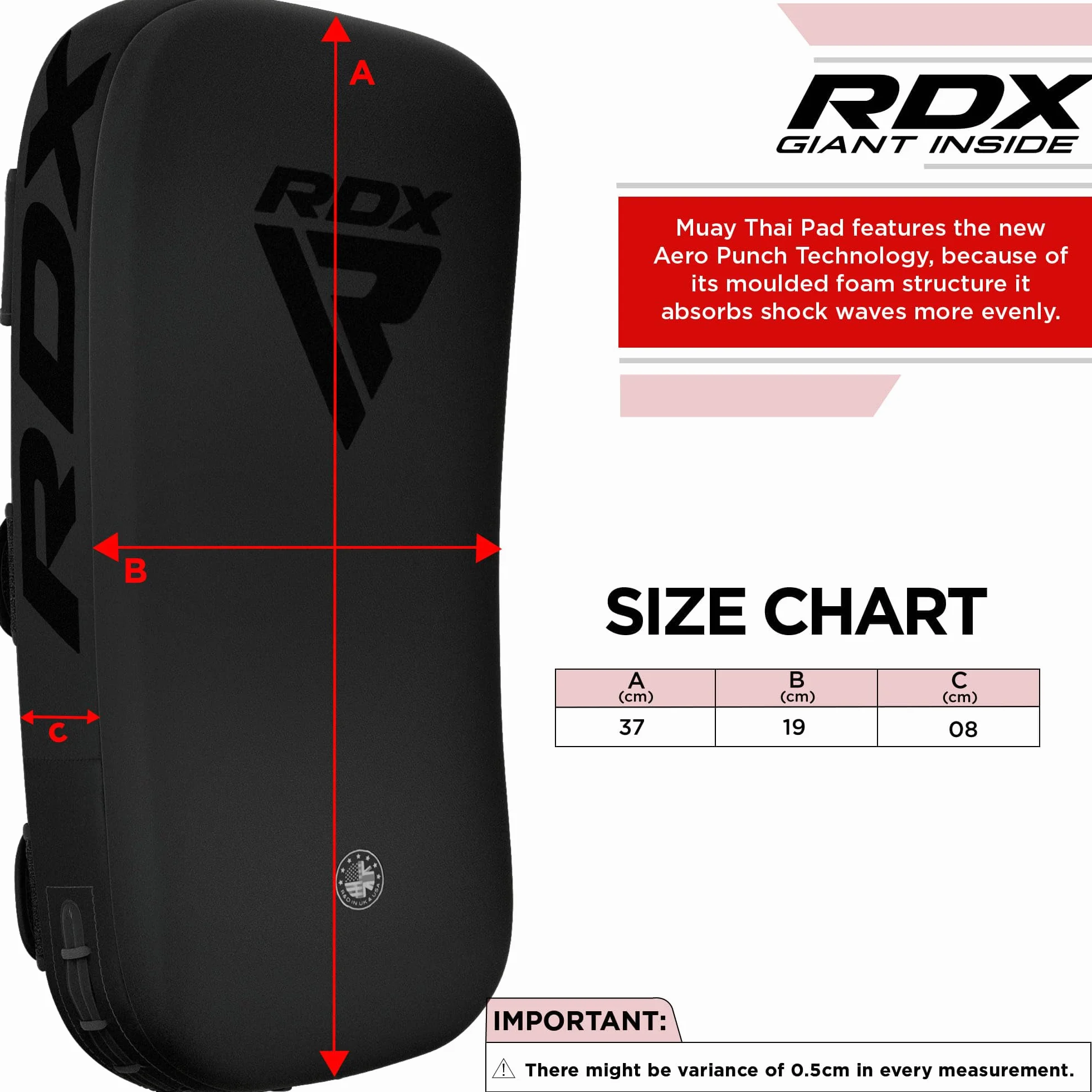 RDX Thai Pads Muay Thai Kick Boxing Training Pad, Maya Hide Cuero Boxeo Almohadilla, Escudo Manoplas MMA Kicking Sparring Artes Marciales Taekwondo