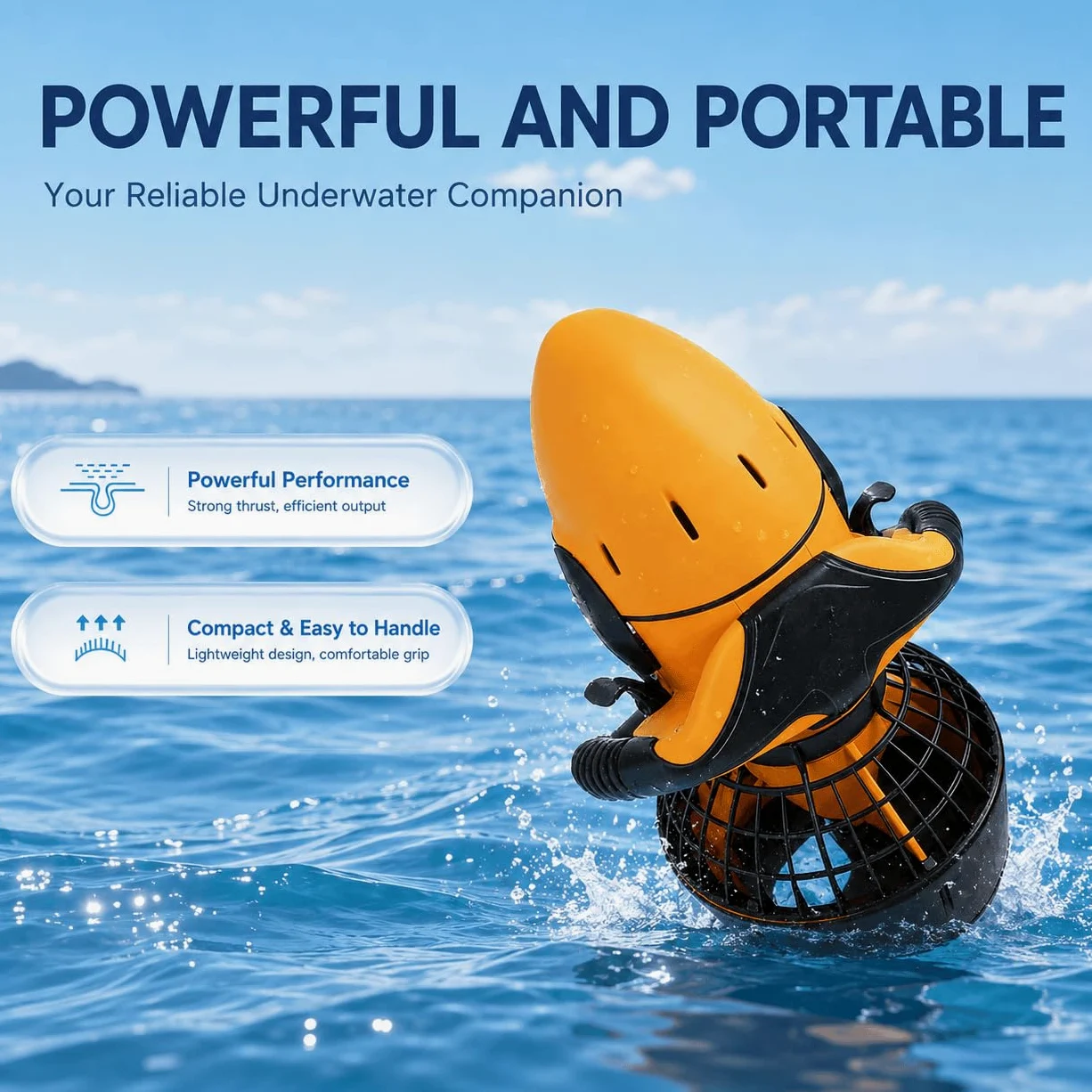 Vehículo Submarino de propulsión Buceo Sea Scooter, Seascooter De 500 W | Hélice de Buceo de 5,4 km/h, Scooter de Buceo Impermeable de Larga duración para Buceo, natación y fotografía submarina