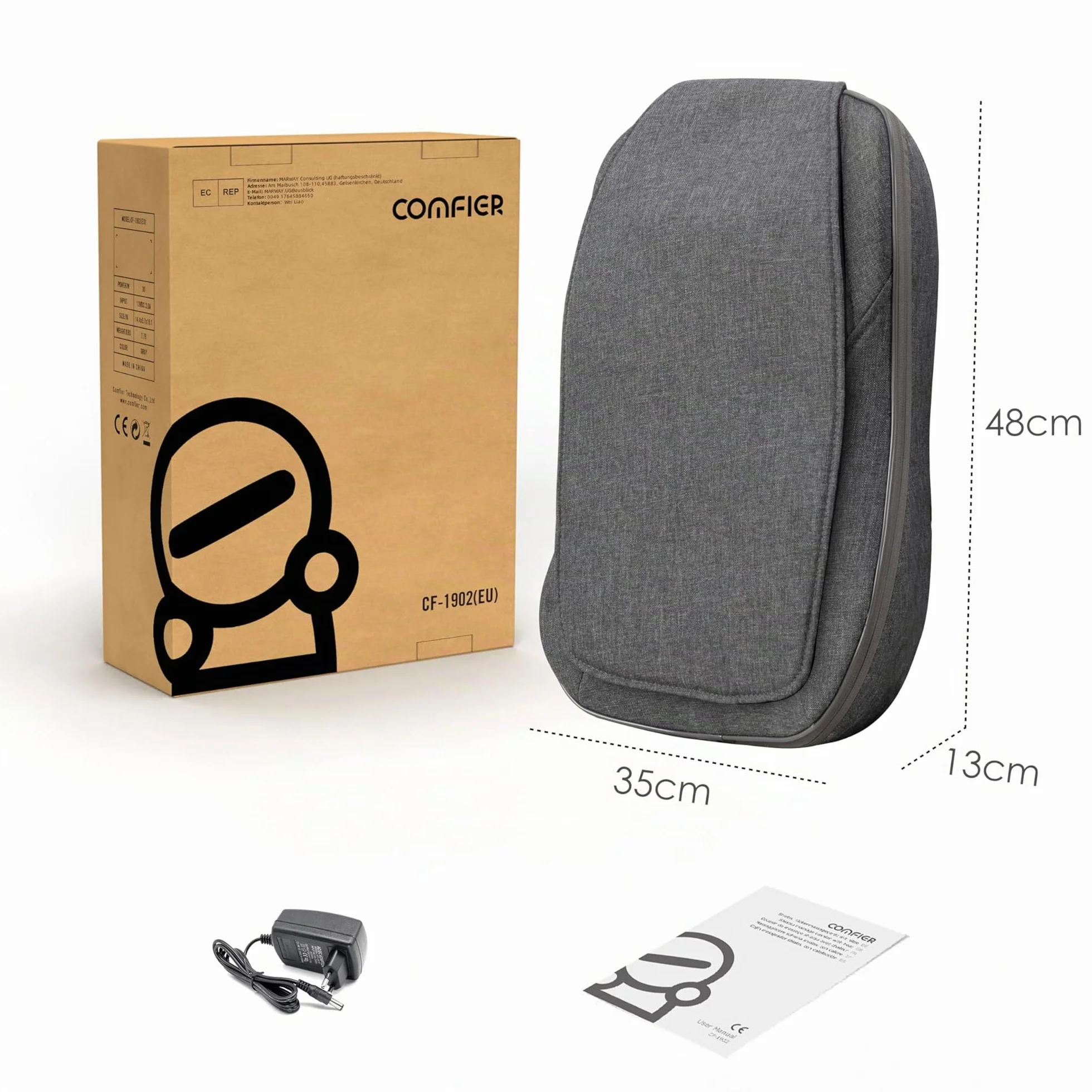 Comfier Shiatsu Masajeador de Espalda Cojín con Calor Portátil para Silla