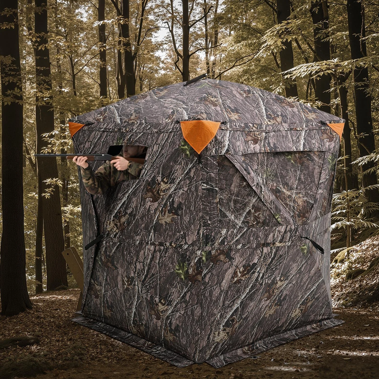 VEVOR Persiana de caza, persiana transparente de 270°, para 4-5 personas, con bolsa de transporte, tienda de campaña portátil y resistente, malla transparente unidireccional para caza de pavos y