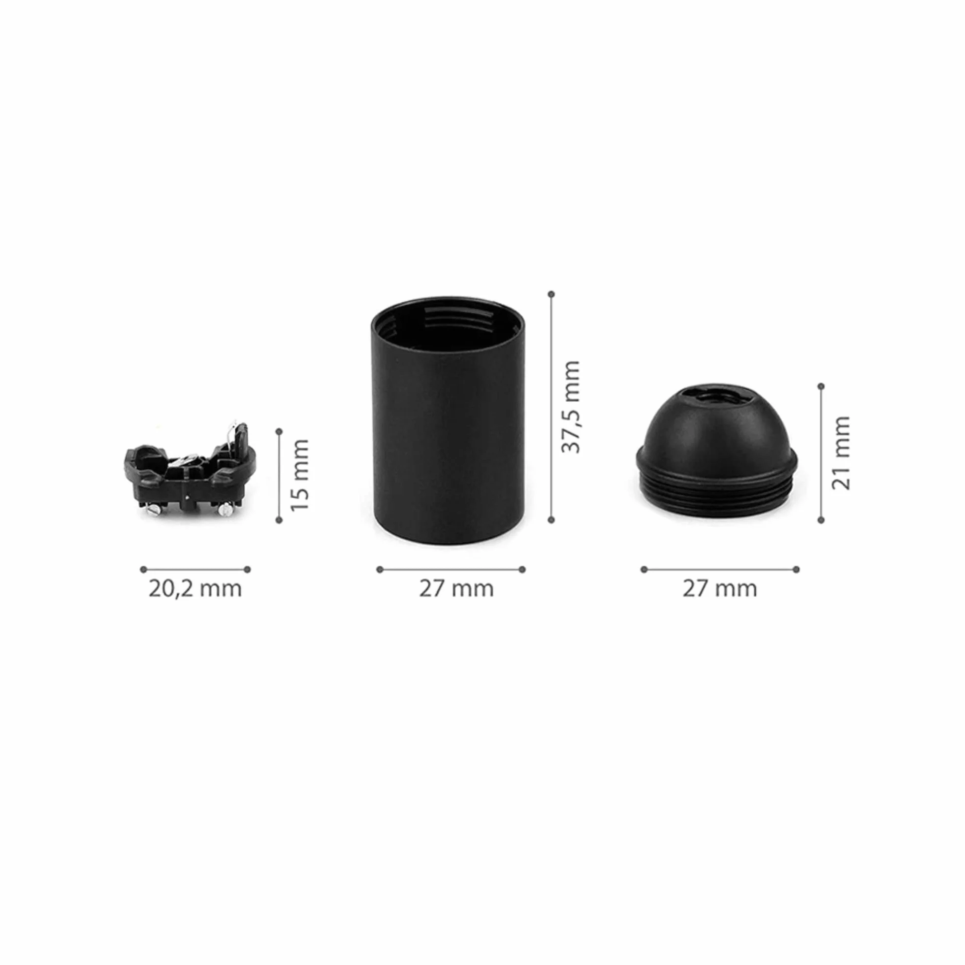 Portalámparas E14 Negro Casquillo pequeño liso Montaje M10x1 Base Bombilla Fabricación Italiana