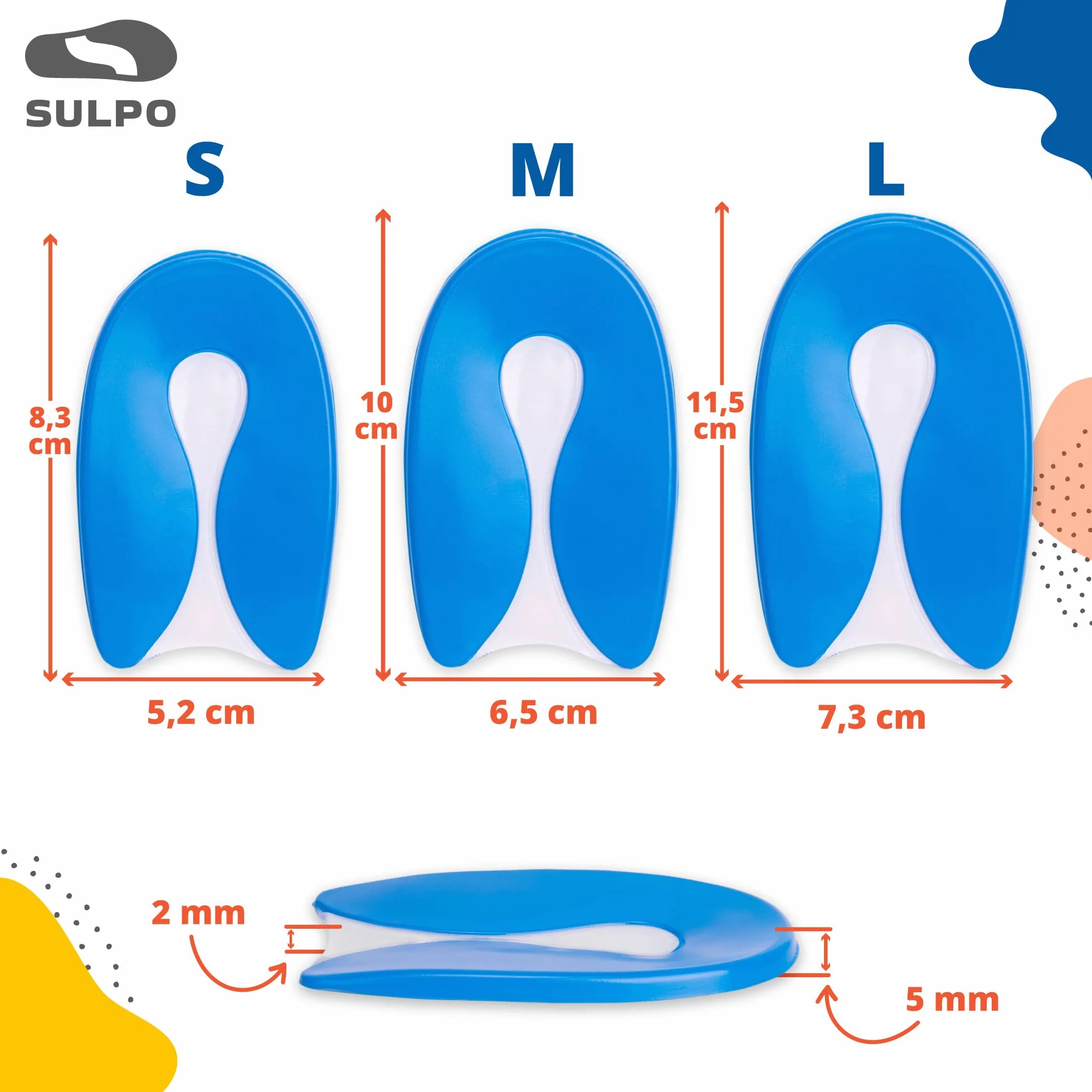SULPO Protectores de Talón de Gel para Niños, Talla 30-35, Forma de U