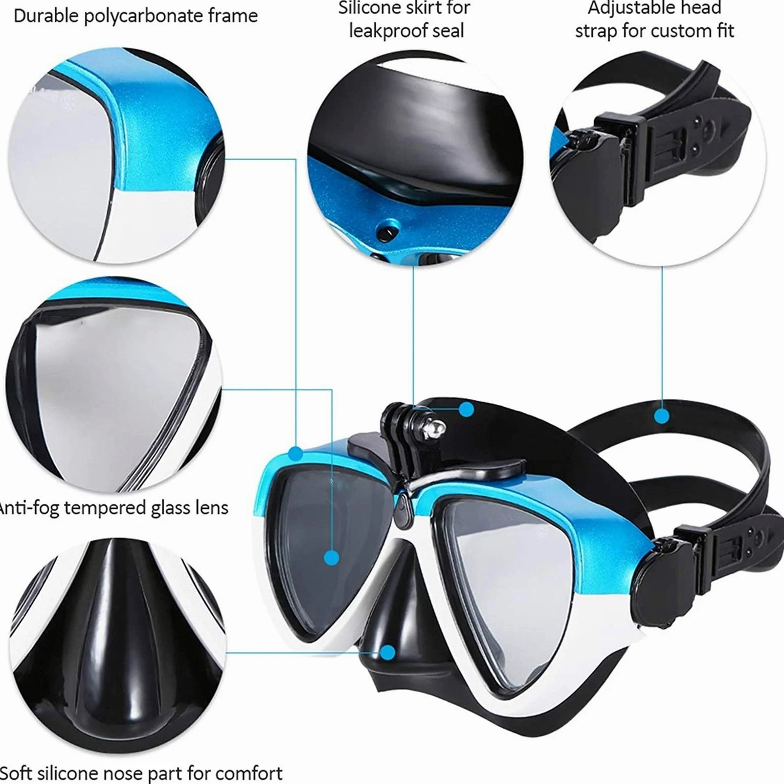 Máscaras de Buceo Gafas de natación Juego de Tubos de Snorkel seco Anti Niebla Gafas de Buceo Profesionales para Hombres Mujeres