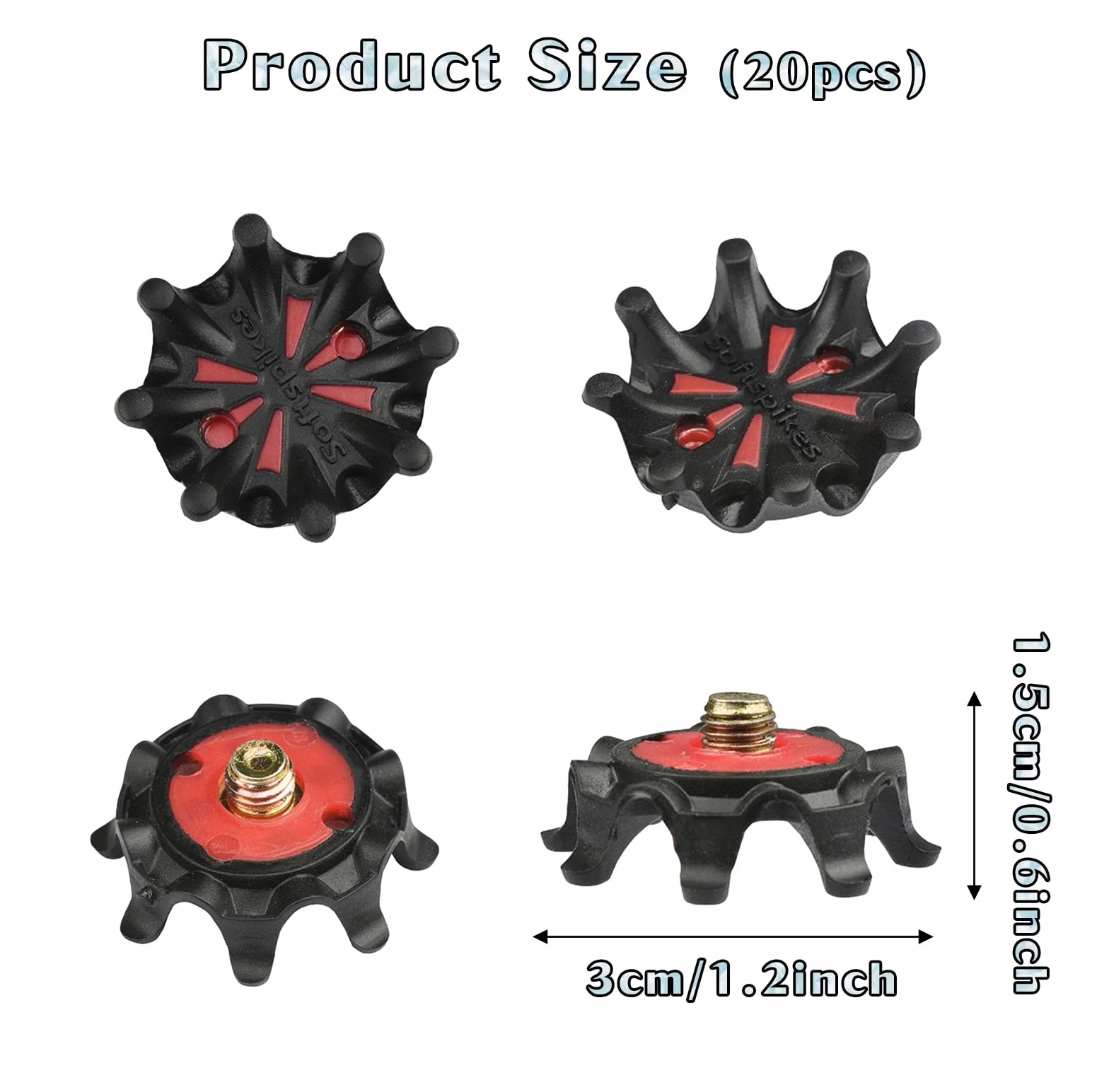 20 Piezas Tacos de Golf de Repuesto, Antideslizamiento Clavos de Zapatos de Golf, Picos en Zapatos de Golf Prácticos, Golf Shoe Spikes Replacements para Amantes del Golf, Fáciles de Instalar