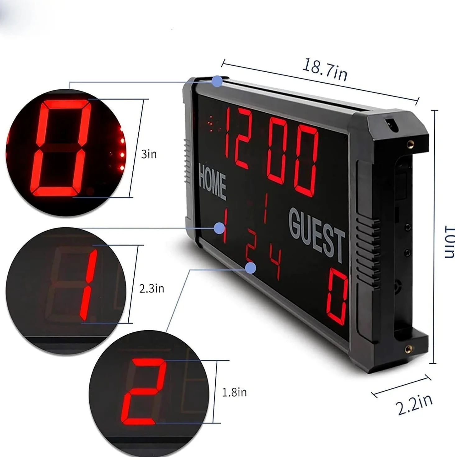 Marcador Digital, Marcador Deportivo multideportivo for Interiores, Reloj de Tiro 24S, Marcador LED, Baloncesto, fútbol, ​​Multideporte