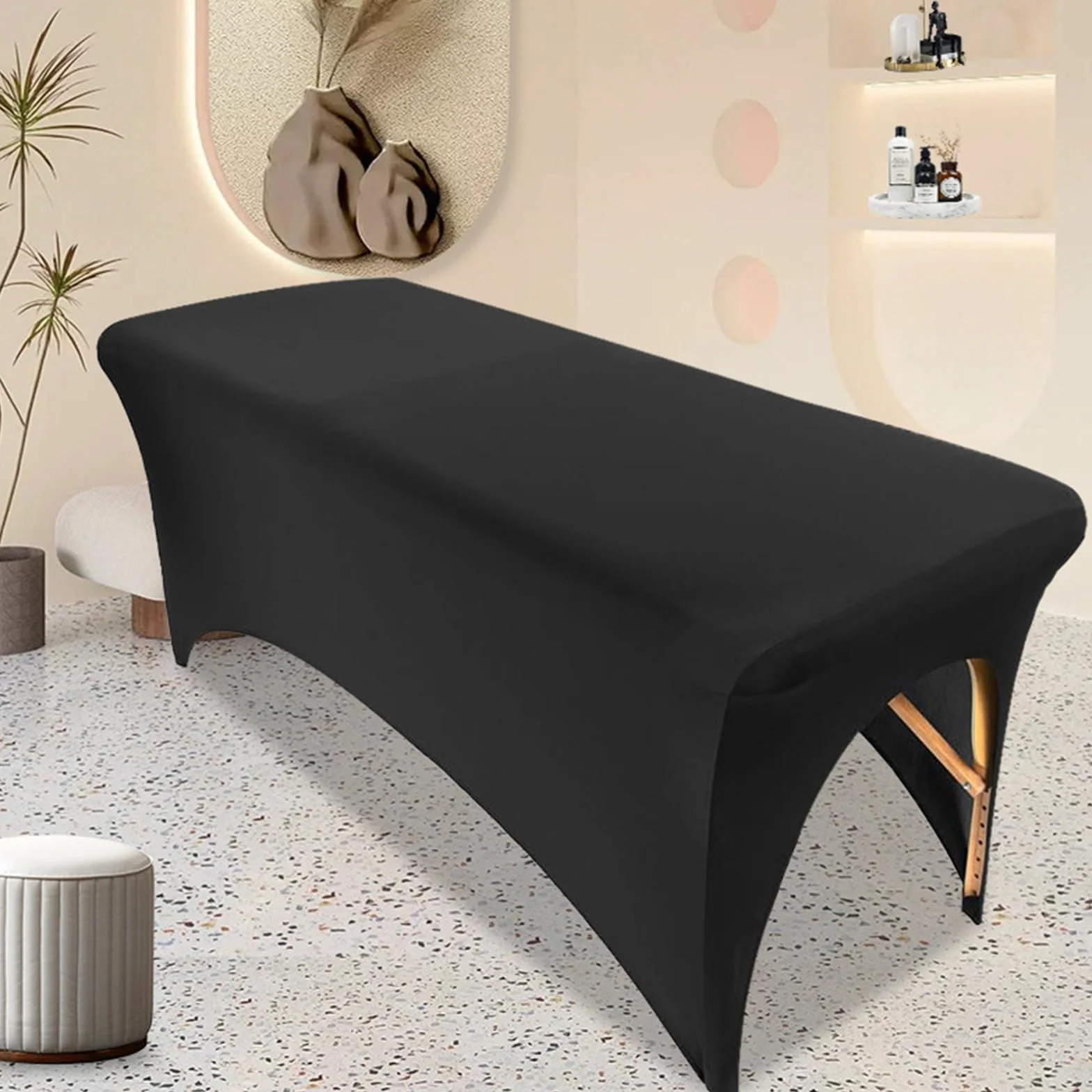 Highdi Sábana Bajera para Camilla de Masaje 183x76x74 cm Negro