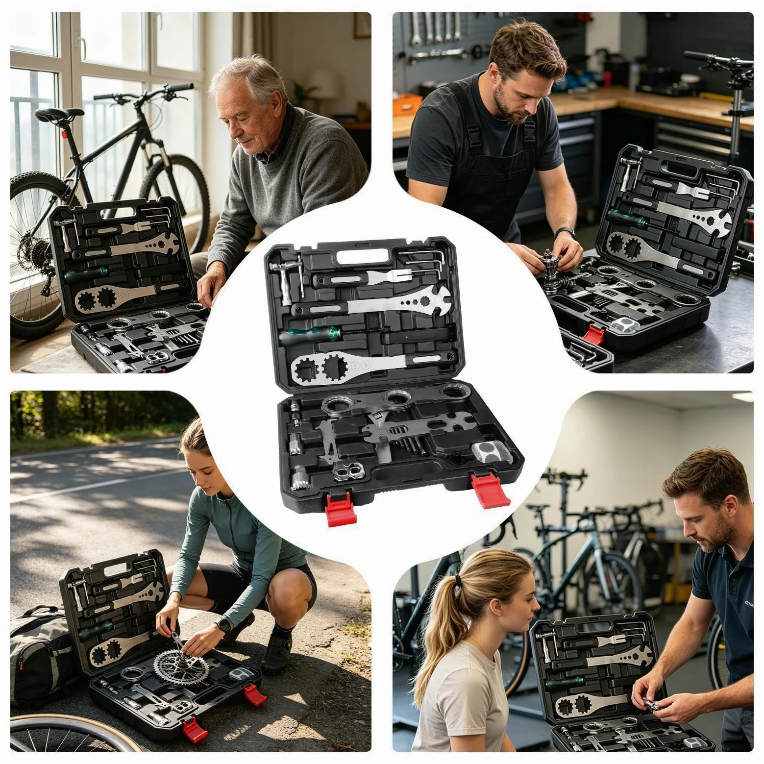Kit De Herramientas Para Bicicleta Destornillador con estuche de | Herramientas Reparación Ciclismo para cadena, freno, neumático, sillín, y para en casa, taller y garaje