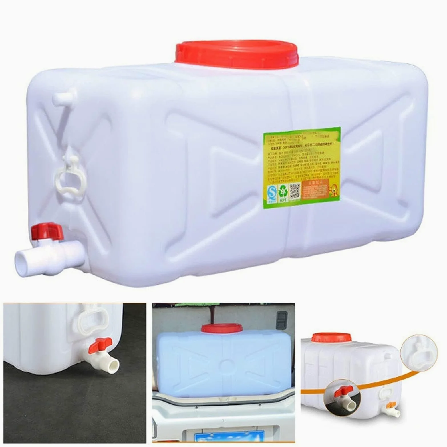 Tanque Almacenamiento Agua Rectangular Plástico Contenedor Almacenamiento Purificada Grado Alimenticio Adecuado Exteriores