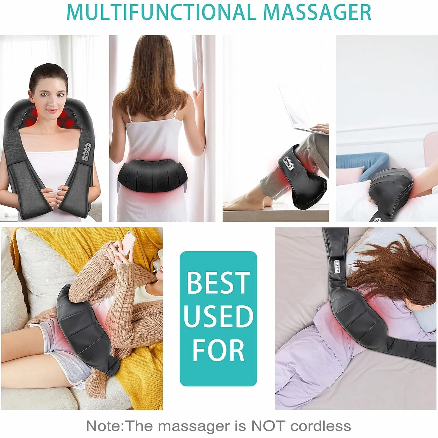 AERLANG Masajeador Cervical y Espalda con Calor, Amasajeador de Cuello, Hombros y Espalda para Dolor y Relajación