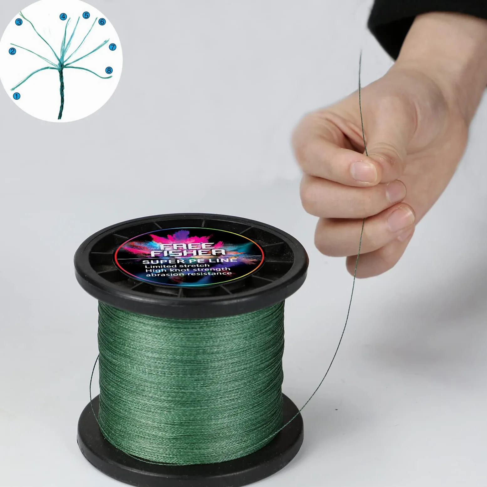 Sedal Trenzado Pesca 300m/1000m 8 Trenzados Resistentes Desgaste Suaves Hilos de Pesca PE Fuerte Tensión Línea Mar Pesca Línea 5.4-90kg, Verde Militar (1000m), 12# (0.60mm/61kg)