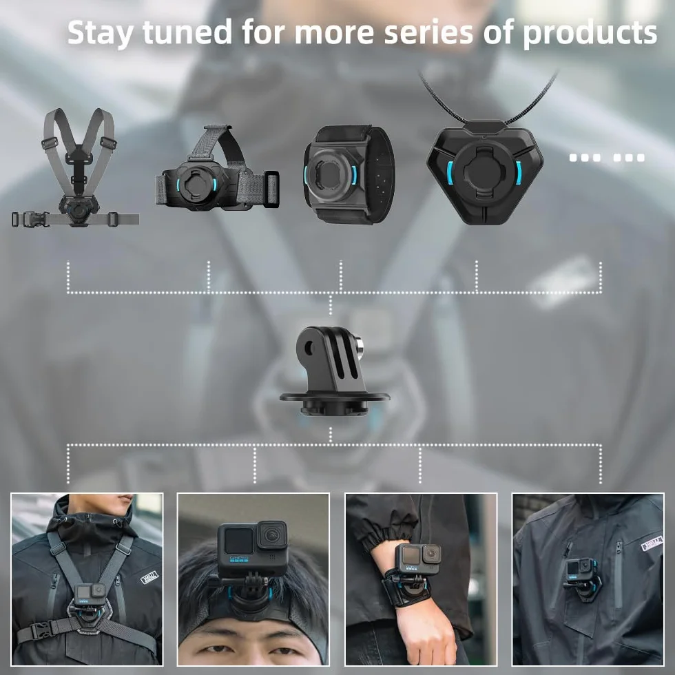 Arnés magnético ajustable liberación rápida compatible GoPro Hero 13/12/11/10/9/8/7/6/5 Negro DJI Osmo Action 5 Pro/4/3/2 Insta 360 One R