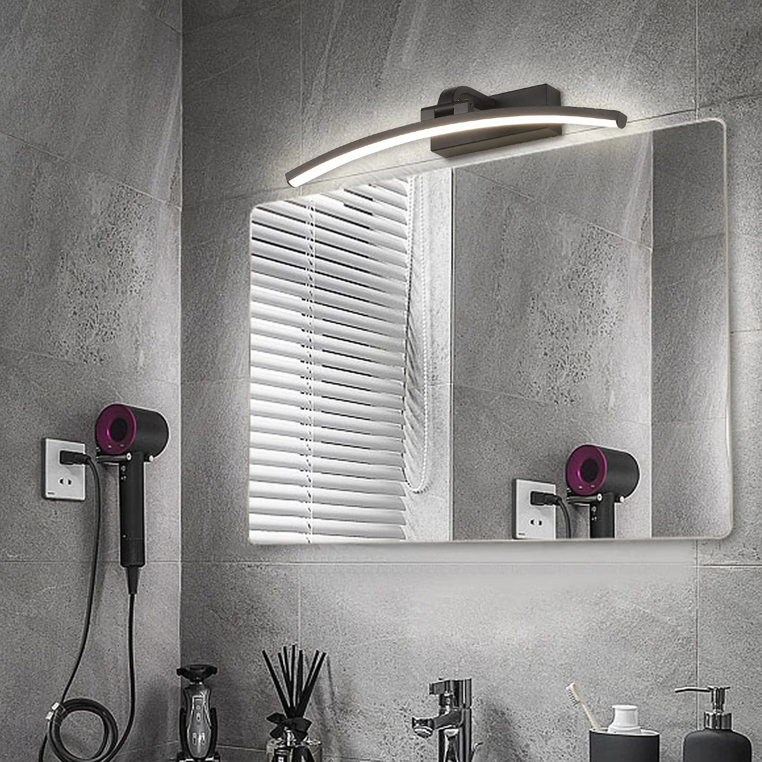 Luz de espejo LED 8W 640 lúmenes IP44 impermeable 4000K 230V 40 cm blanco negro