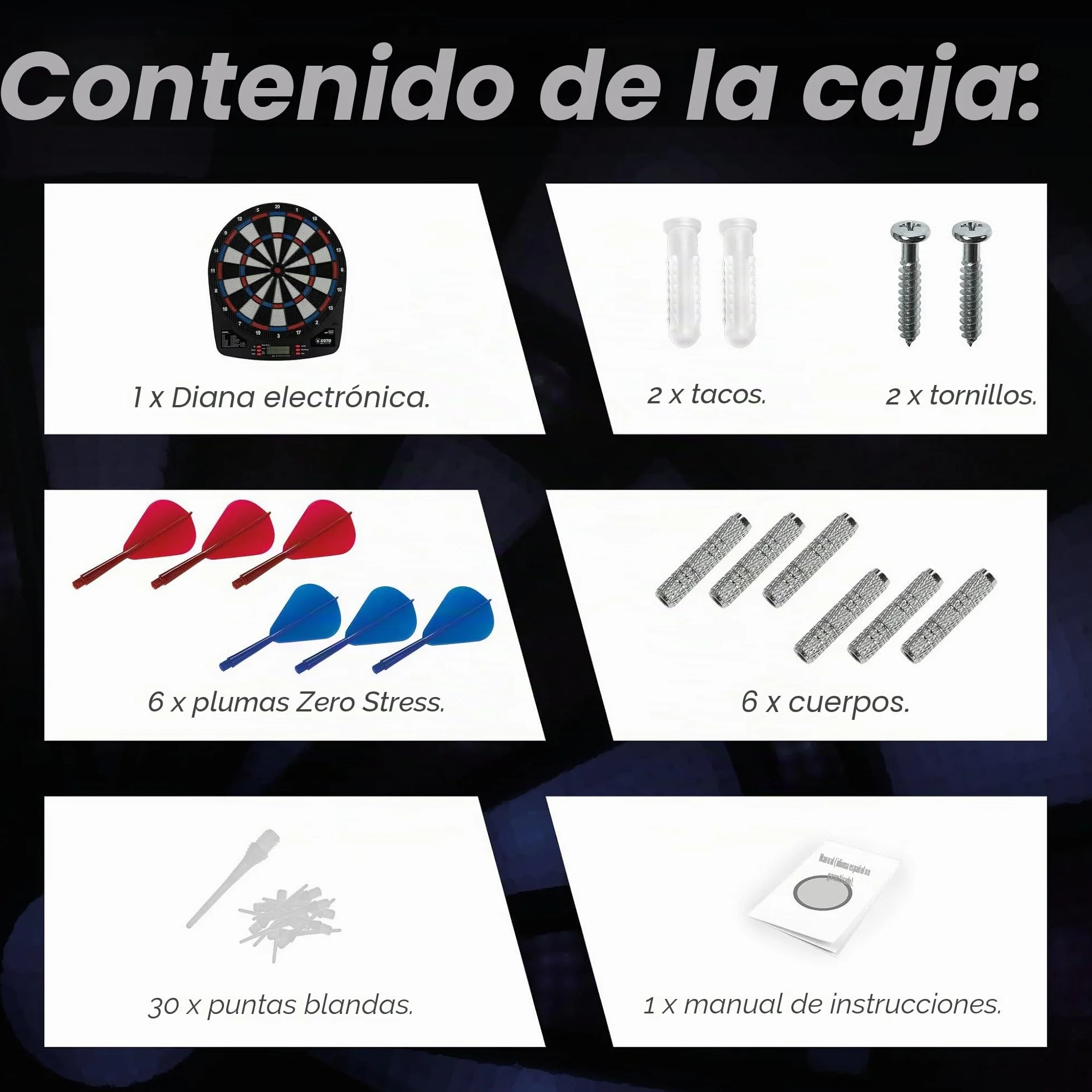 KOTO – Diana Electrónica Soft Easy (39x2x44,5 cm), 6 Dardos Soft, 32 Juegos, Más de 590 Variantes, Compacta y Moderna