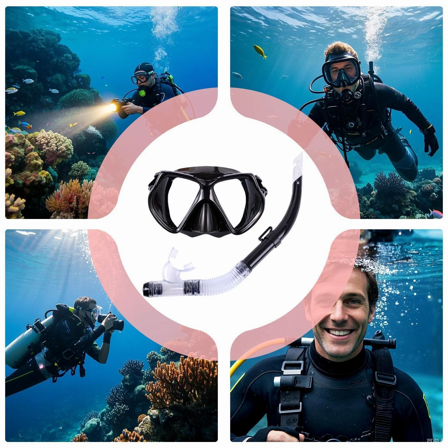 Gafas de snorkel Ajustable Antifugas Visión Panorámica | Gafas Subacuáticas y Equipo Snorkel para Hombres, Mujeres, Jóvenes, Niños, Viaje al Aire Libre, Playa, Vacaciones Verano