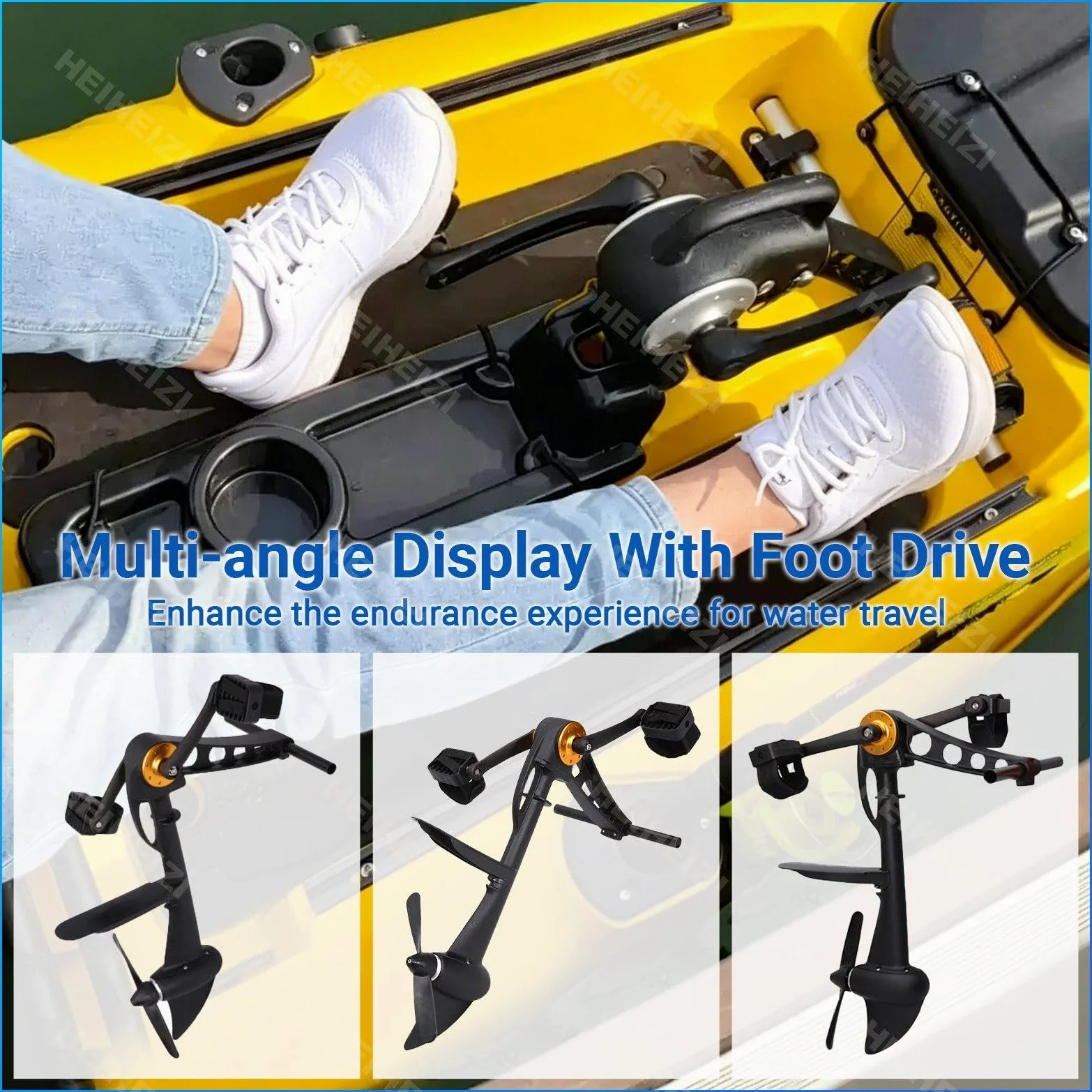 Kit Completo de Propulsión a Pedales Para Kayak, Sistemas de Propulsión Manos Libres, Propulsión Ergonómica con Hélice Retráctil, Apto Para Aguas Poco Profundas en Kayaks Recreativos y de Pesca