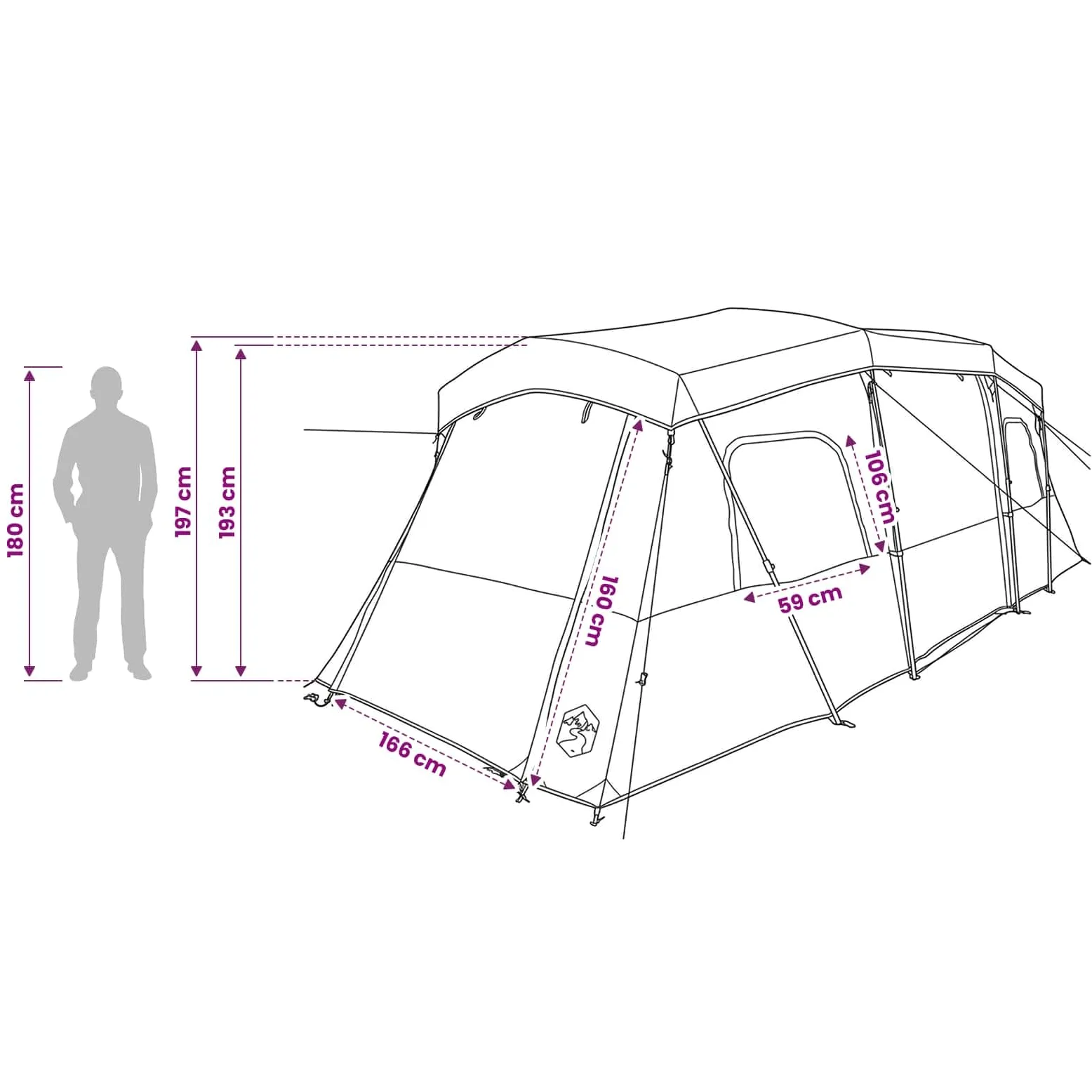 vidaXL Tienda de campaña instantánea con mosca impermeable para 3 personas, instalación rápida